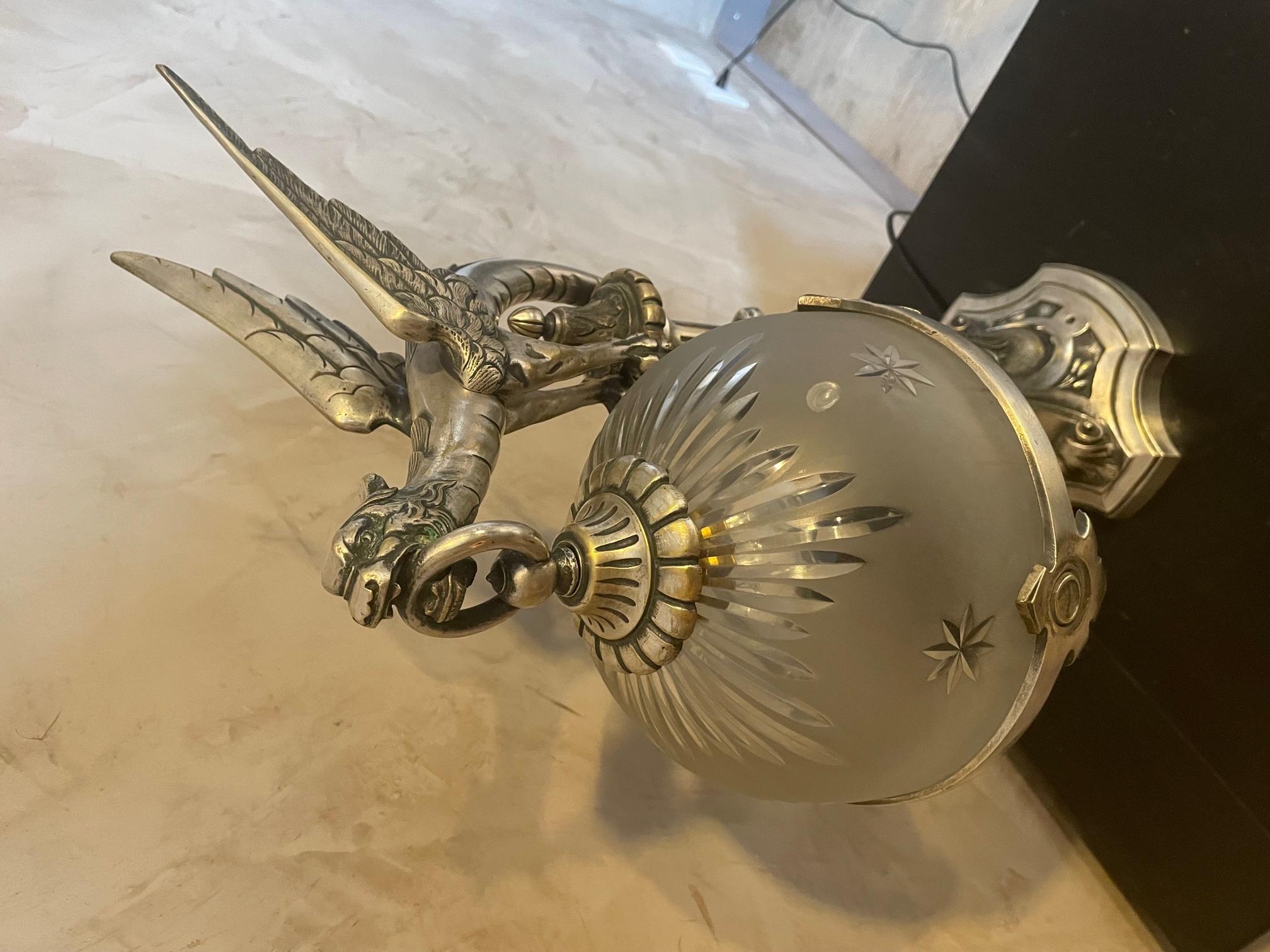 Lampe de table en bronze et verre Art Nouveau français du 20e siècle en vente 1
