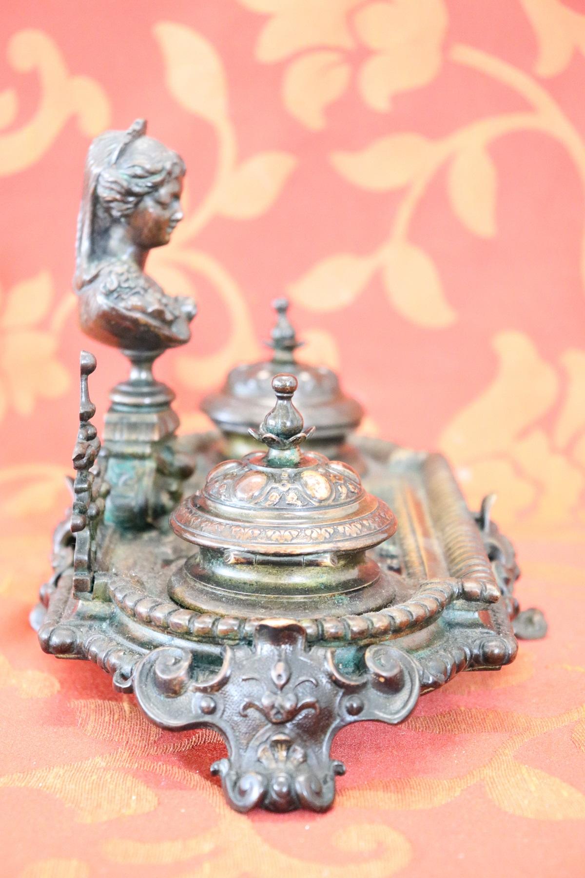 20th Century French Art Nouveau Bronze Inkwell, circa 1920s  2