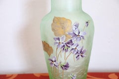 20th Century French Art Nouveau Legras Mont Joye Vase in Green Glass