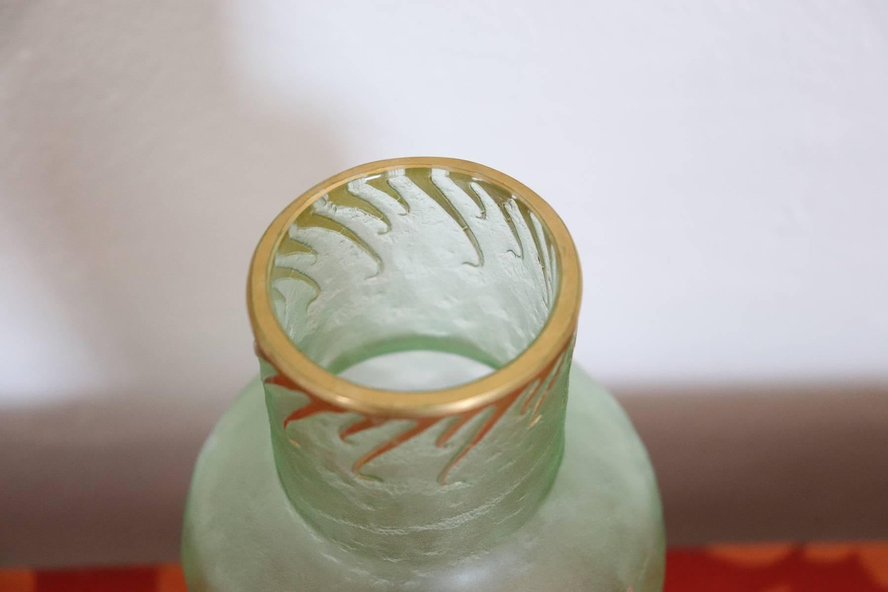 20th Century French Art Nouveau Legras Mont Joye Vase in Green Glass In Excellent Condition In Casale Monferrato, IT