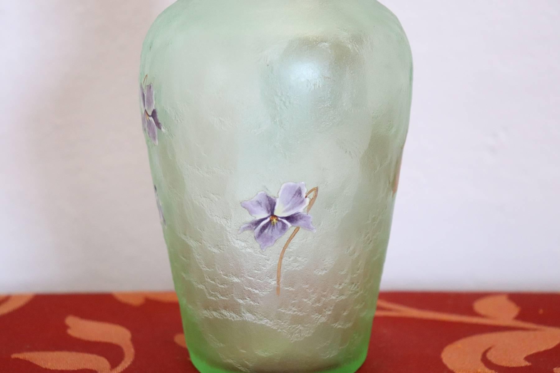 20th Century French Art Nouveau Legras Mont Joye Vase in Green Glass 2