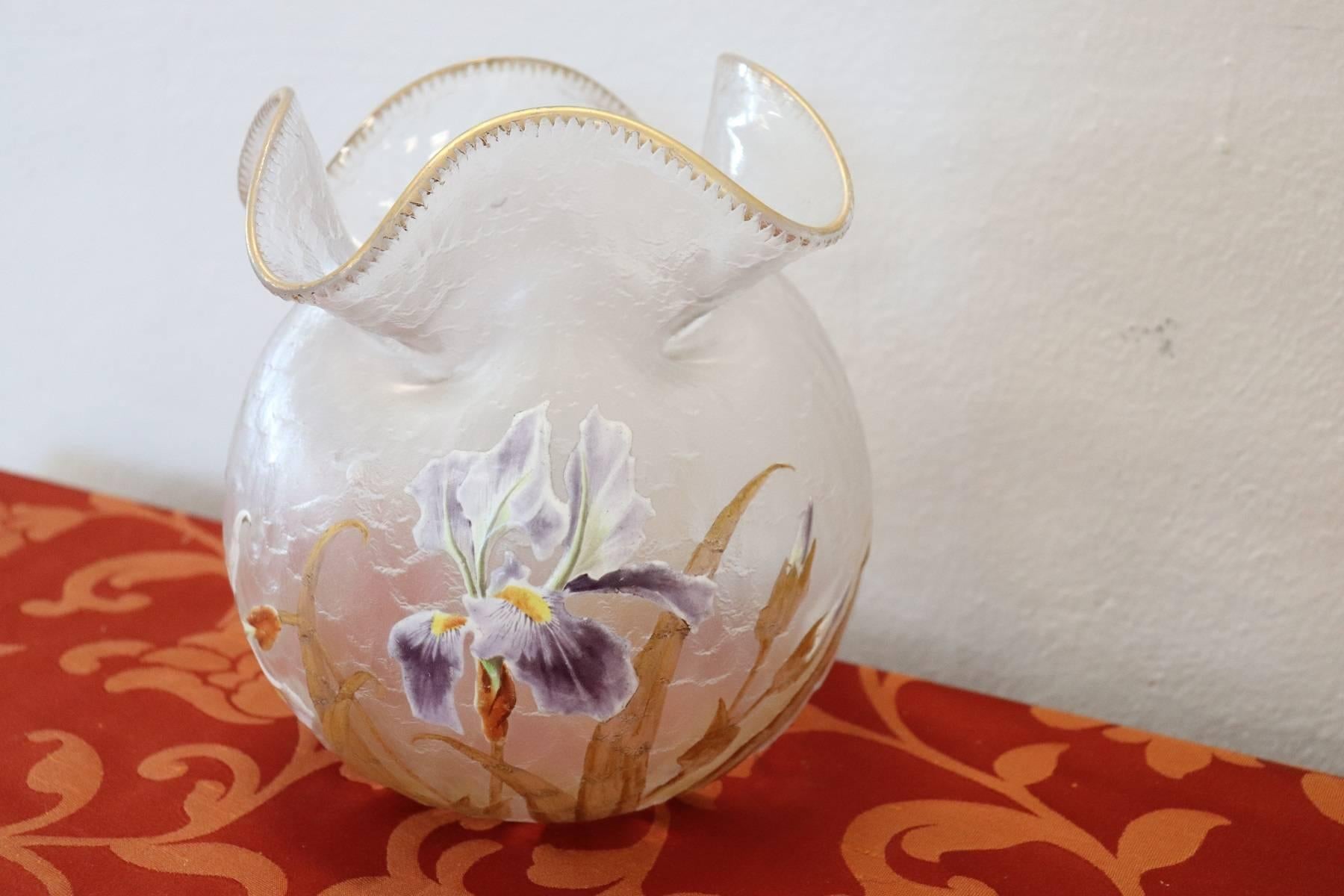 20th Century French Art Nouveau Legras Mont Joye Vase in Transparent Glass In Excellent Condition In Casale Monferrato, IT