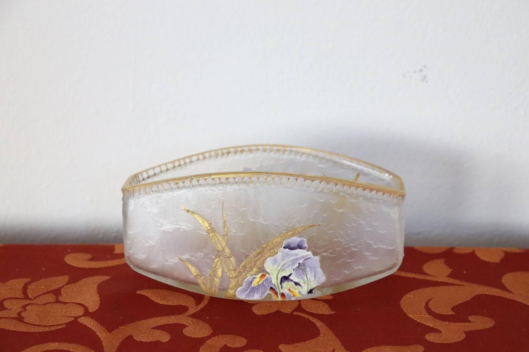 Frosted 20th Century French Art Nouveau Legras Mont Joye Vase in Transparent Glass