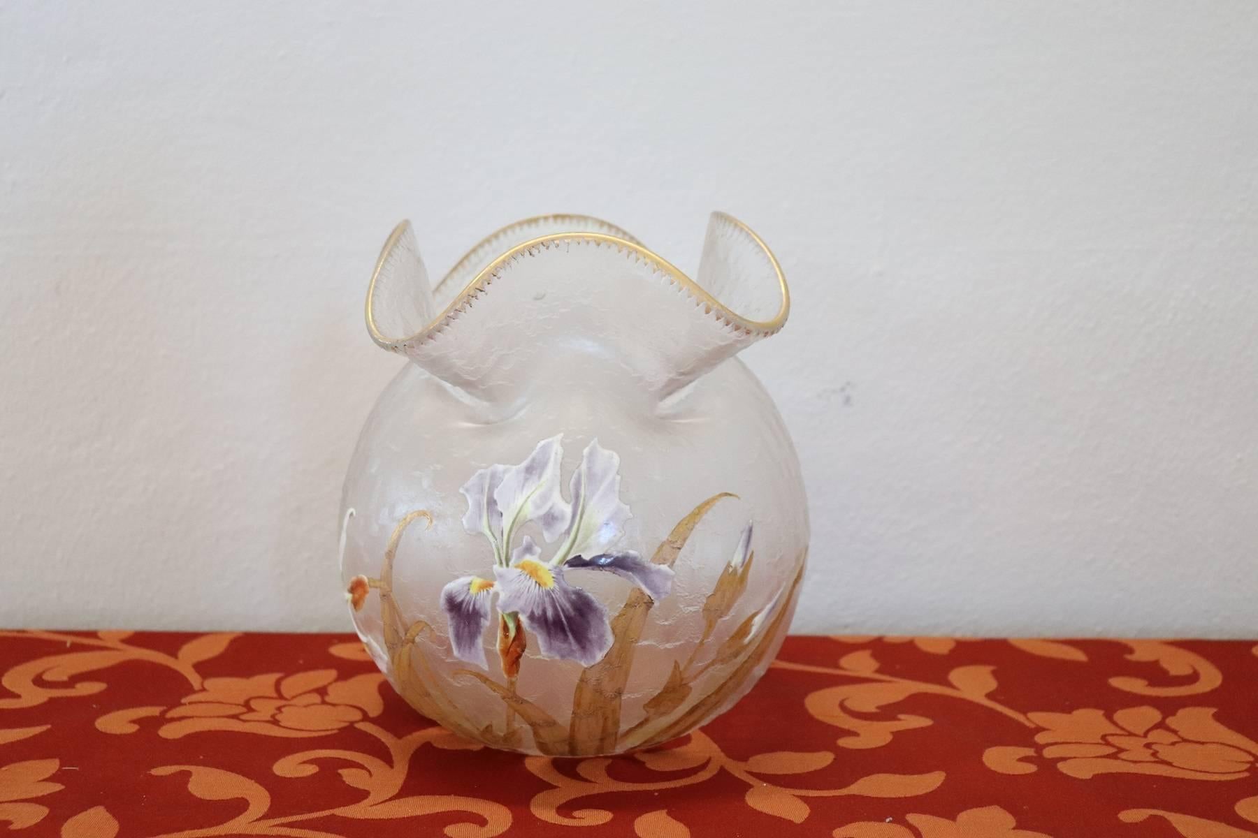 Early 20th Century 20th Century French Art Nouveau Legras Mont Joye Vase in Transparent Glass