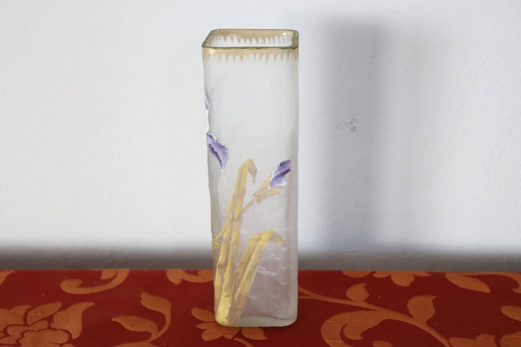 Early 20th Century 20th Century French Art Nouveau Legras Mont Joye Vase in Transparent Glass