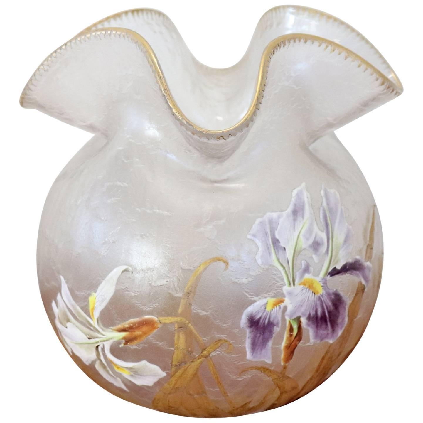 20th Century French Art Nouveau Legras Mont Joye Vase in Transparent Glass
