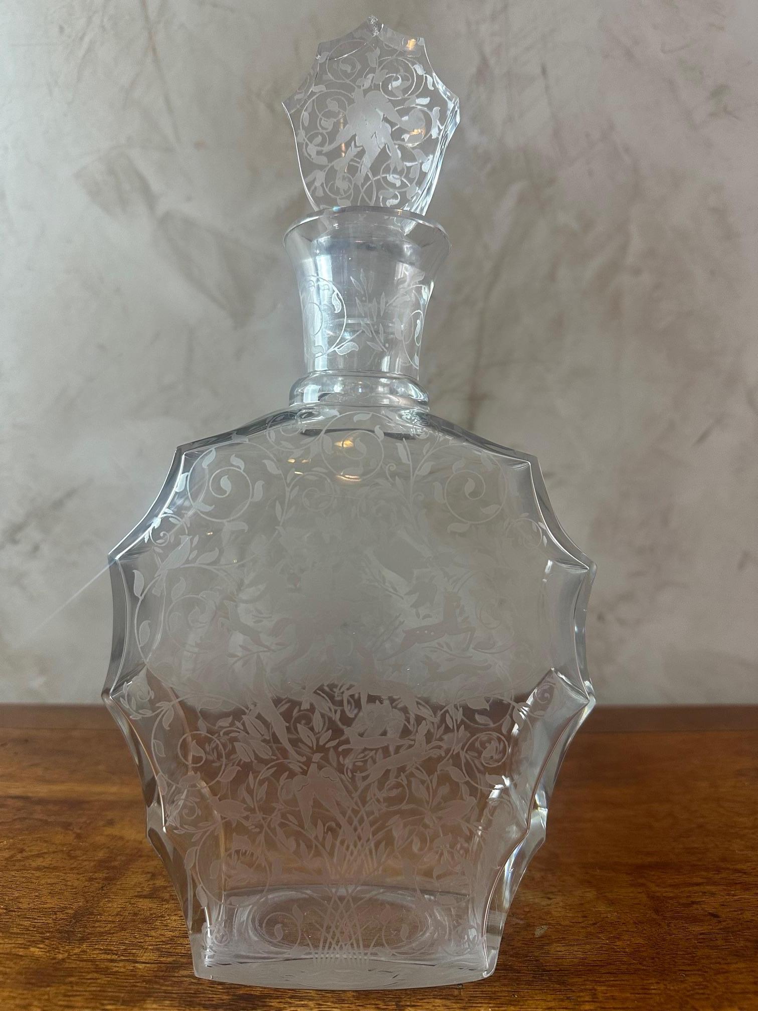 Français Carafe Djeddah modèle français du 20e siècle en cristal de Baccarat, années 1946 en vente