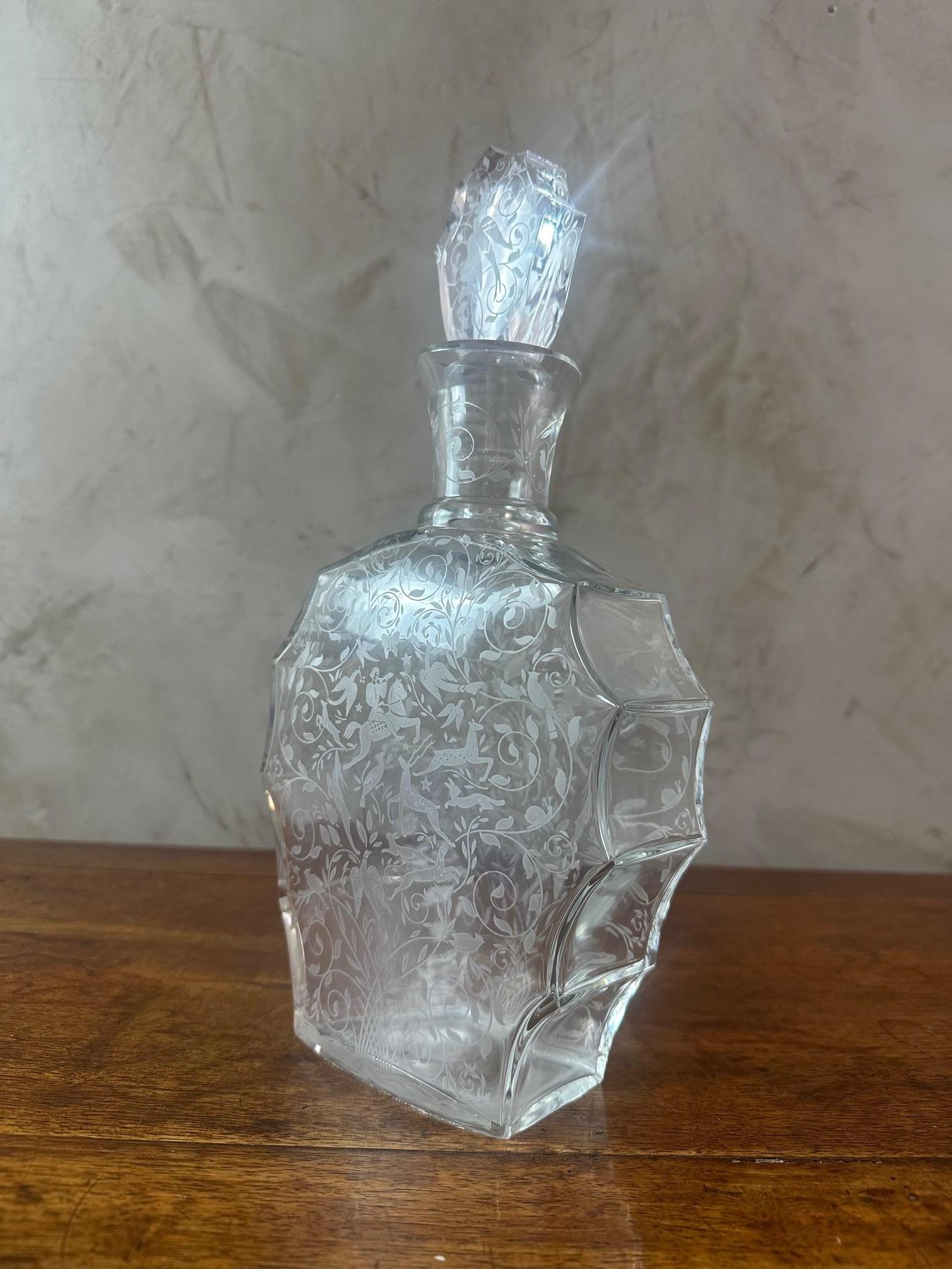 Carafe Djeddah modèle français du 20e siècle en cristal de Baccarat, années 1946 en vente 1