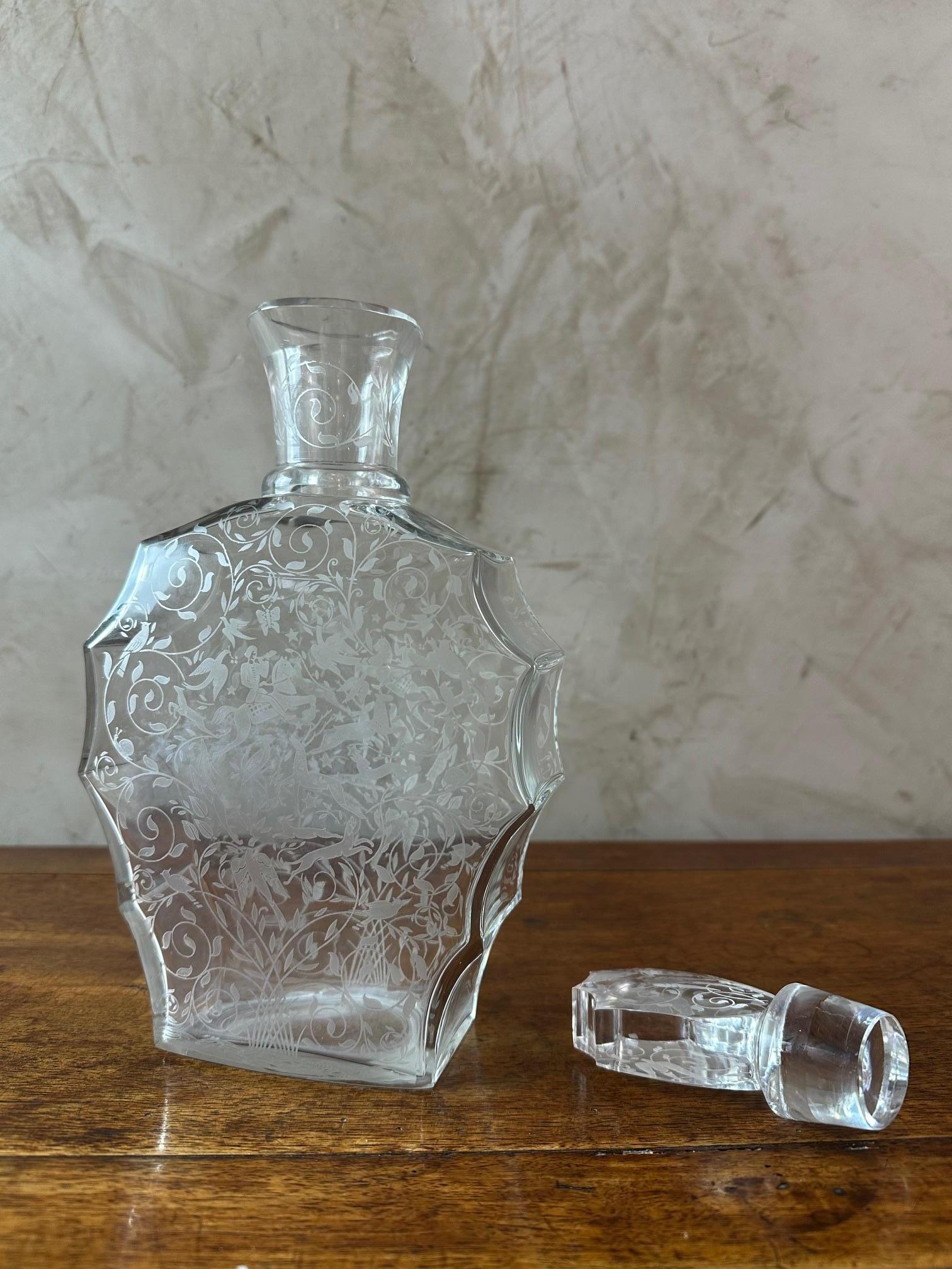 Carafe Djeddah modèle français du 20e siècle en cristal de Baccarat, années 1946 en vente 3