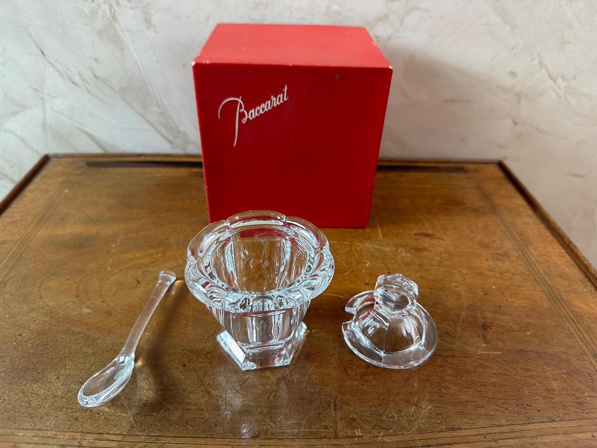 Vasetto e cucchiaio di senape in cristallo Baccarat del XX secolo, anni '30 in vendita 3