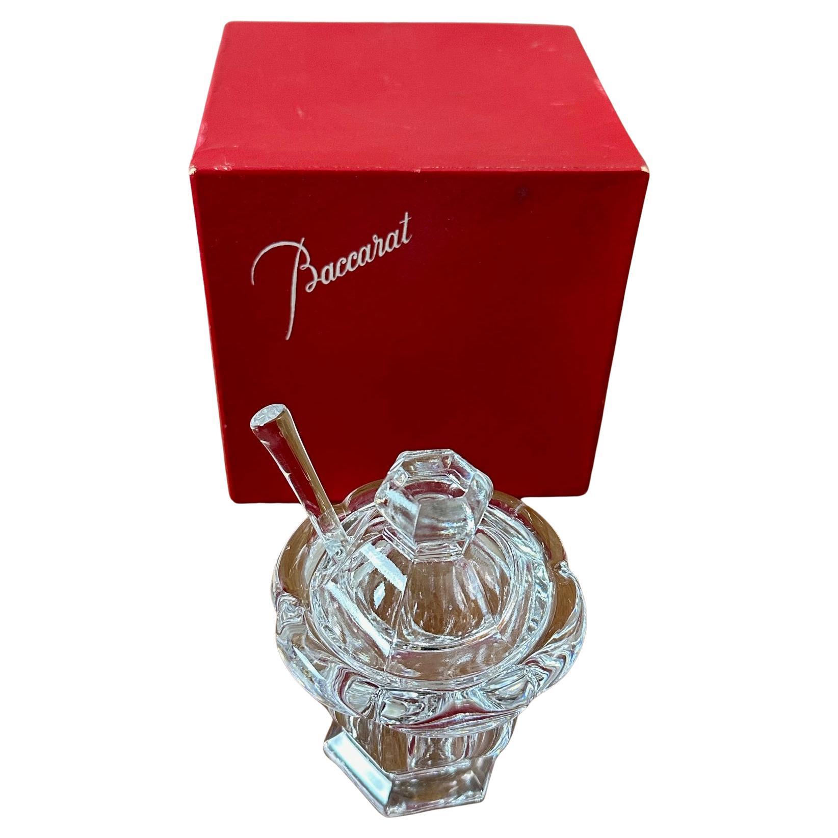 Vasetto e cucchiaio di senape in cristallo Baccarat del XX secolo, anni '30