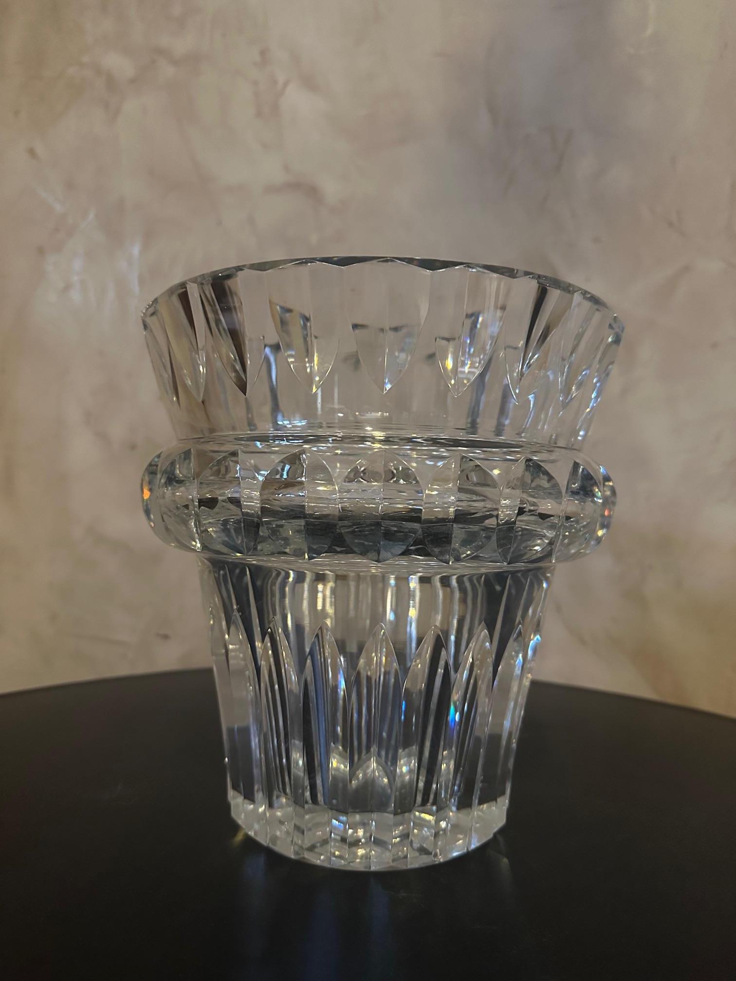 Engraved 20th century French Baccarat Crystal Vase, 1950s For Sale