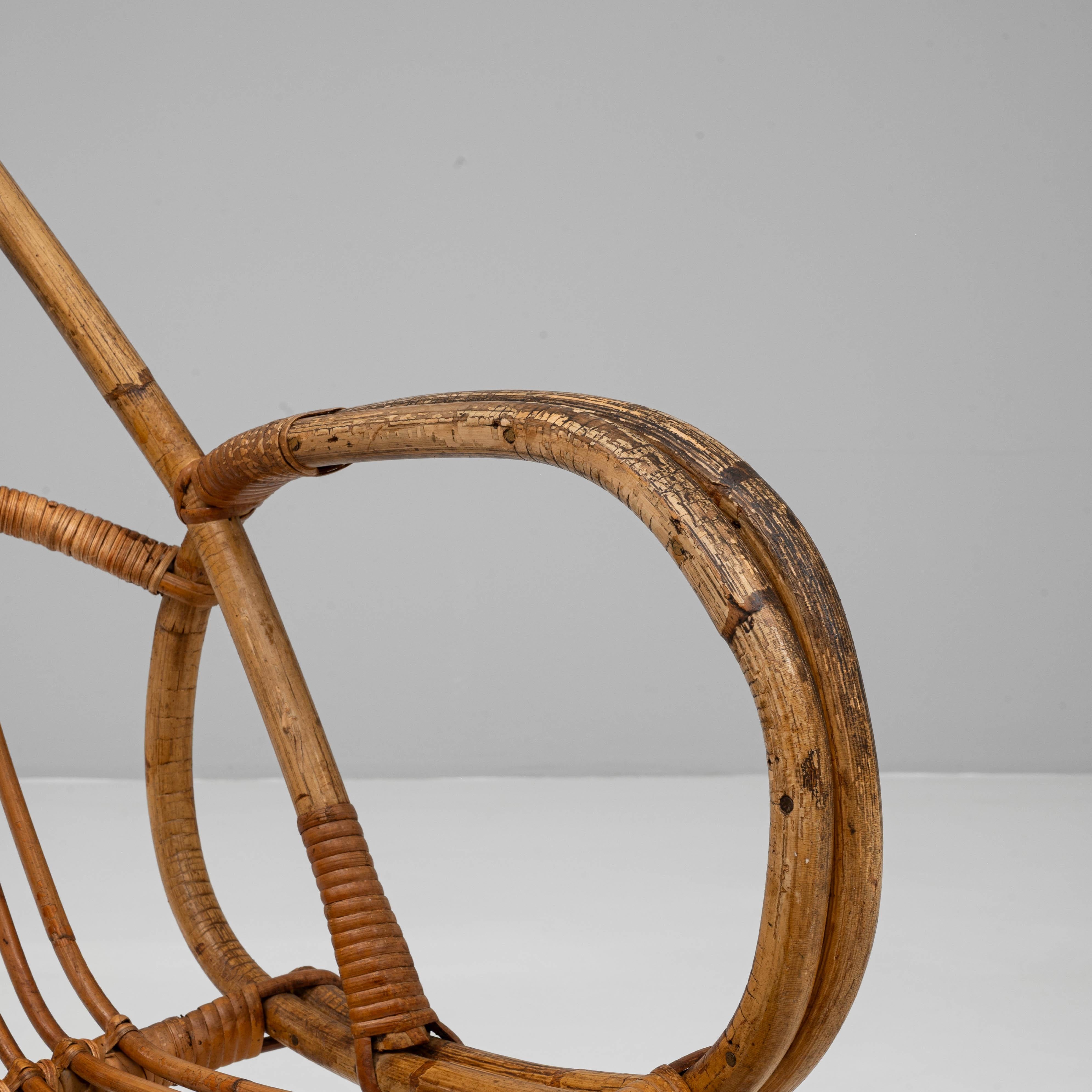 Poltrona francese in bambù del XX secolo con struttura in metallo in vendita 7