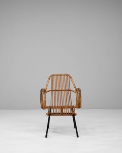 20th Century French Bamboo Armchair With Metal Frame