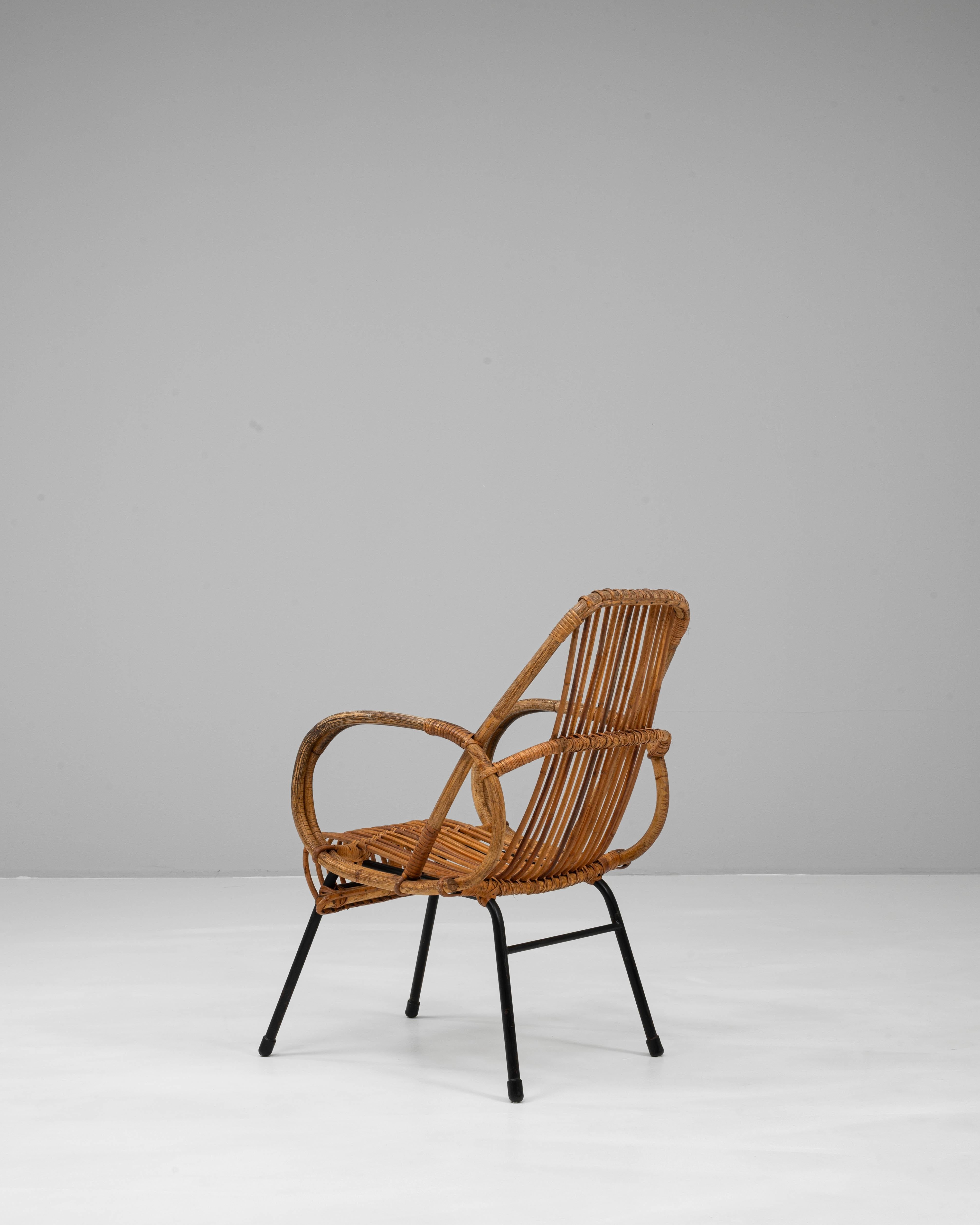 Metallo Poltrona francese in bambù del XX secolo con struttura in metallo in vendita