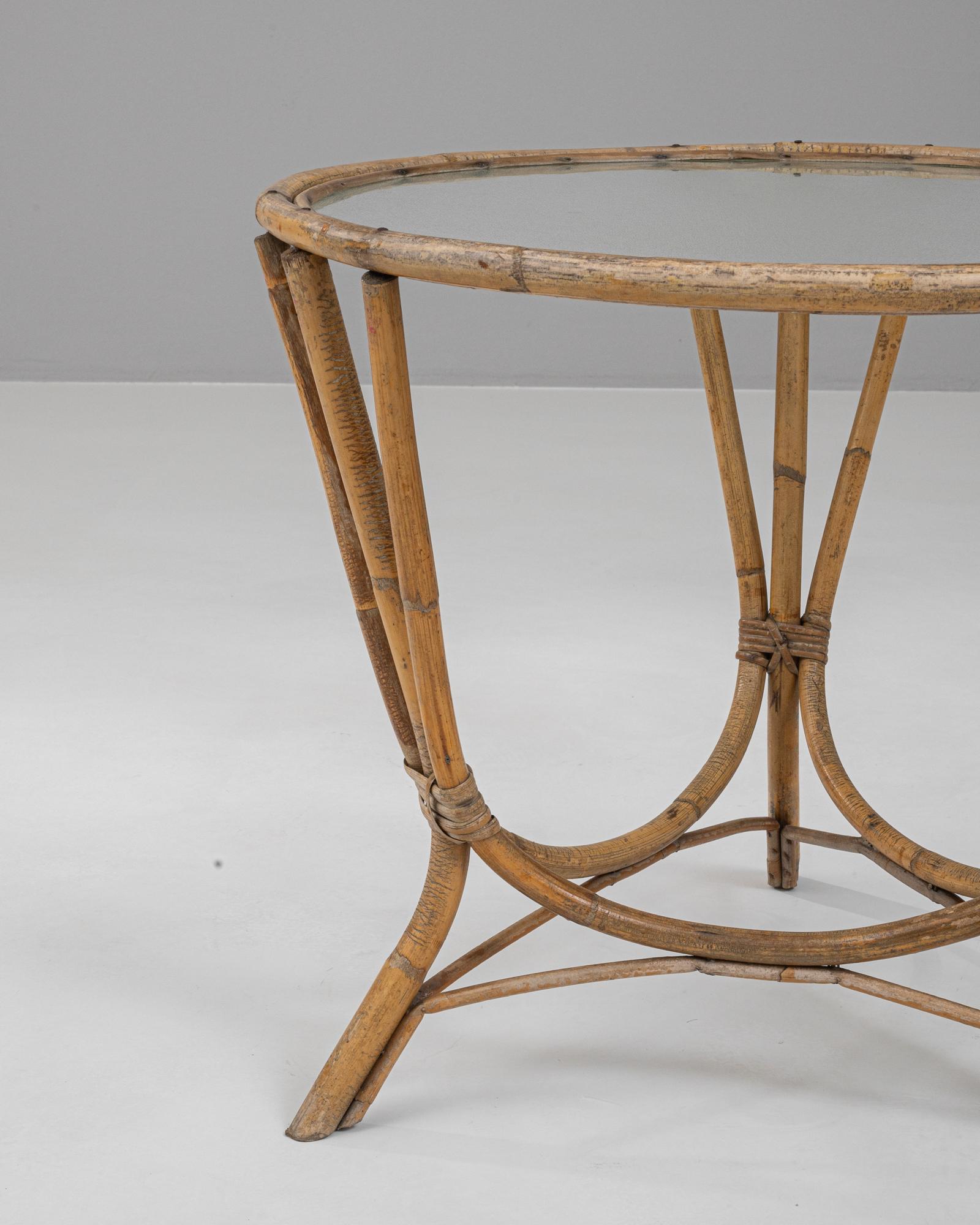 20th Century French Bamboo Coffee Table With Glass Top For Sale 2
