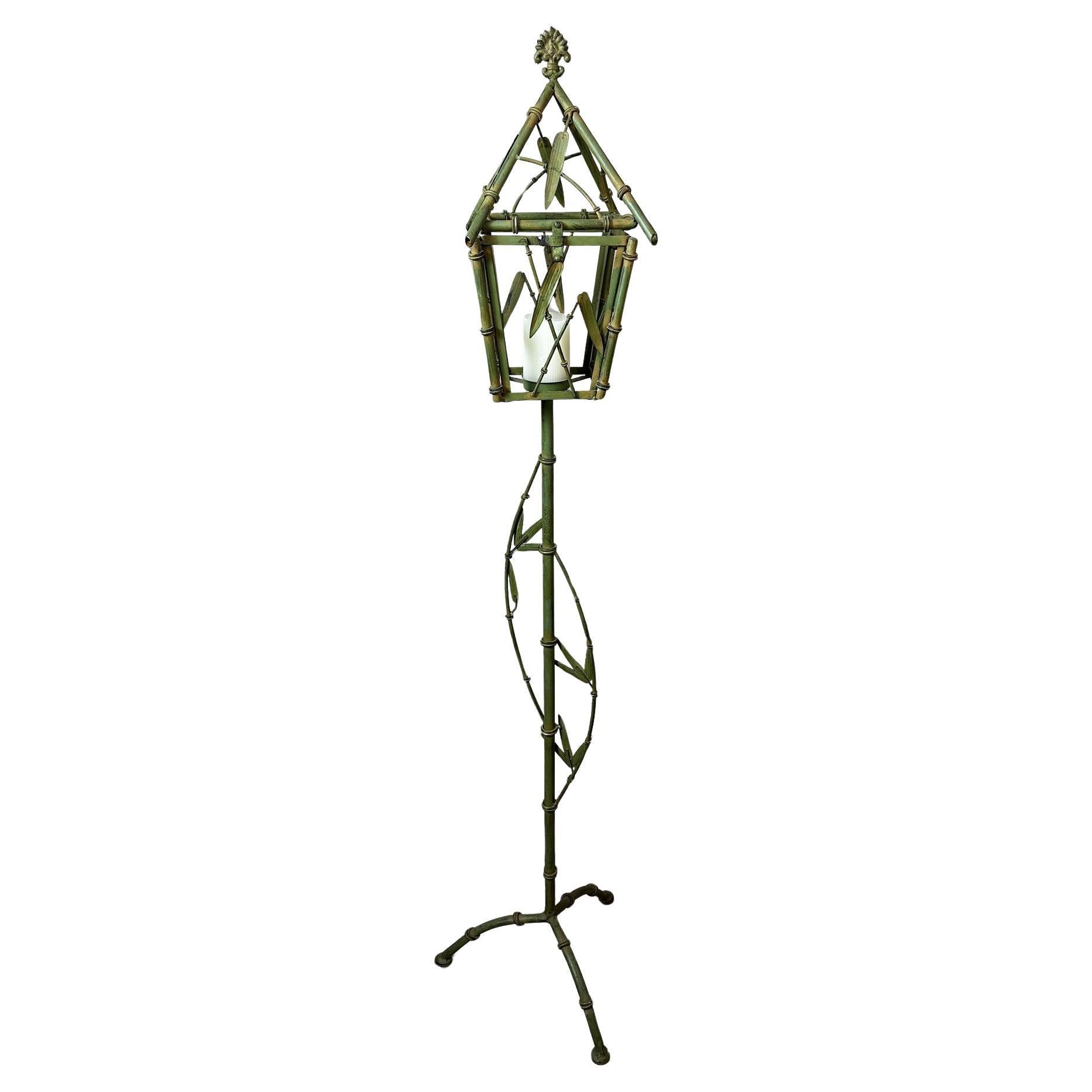 20th century French Bamboo Metal Lantern, 1950s