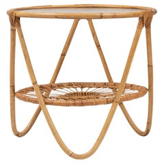 20th Century French Bamboo Side Table With Glass Top 20th Century French Bamboo Side Table With Glass Top