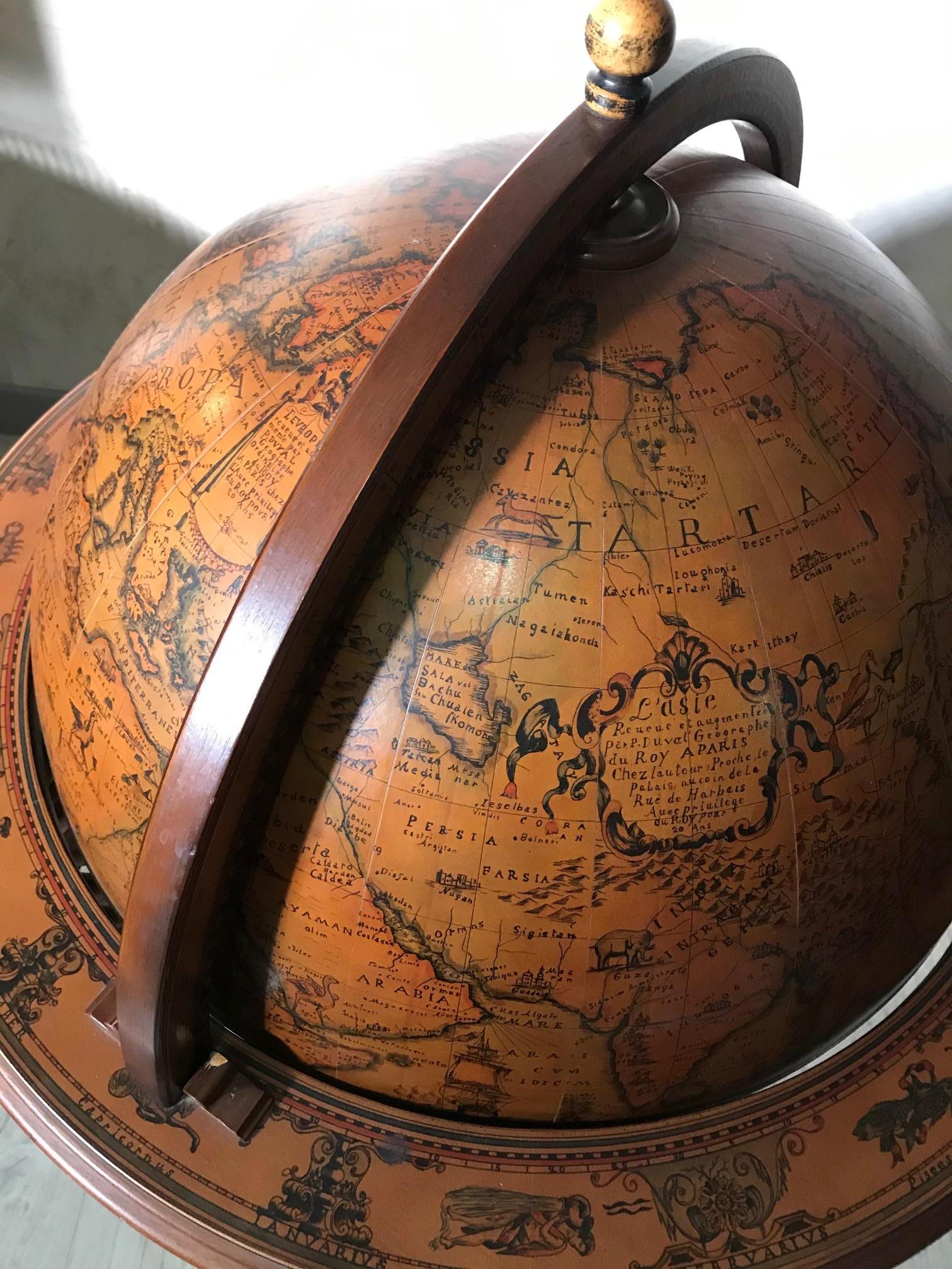 20th Century French Bar World Globe, 1940s 5