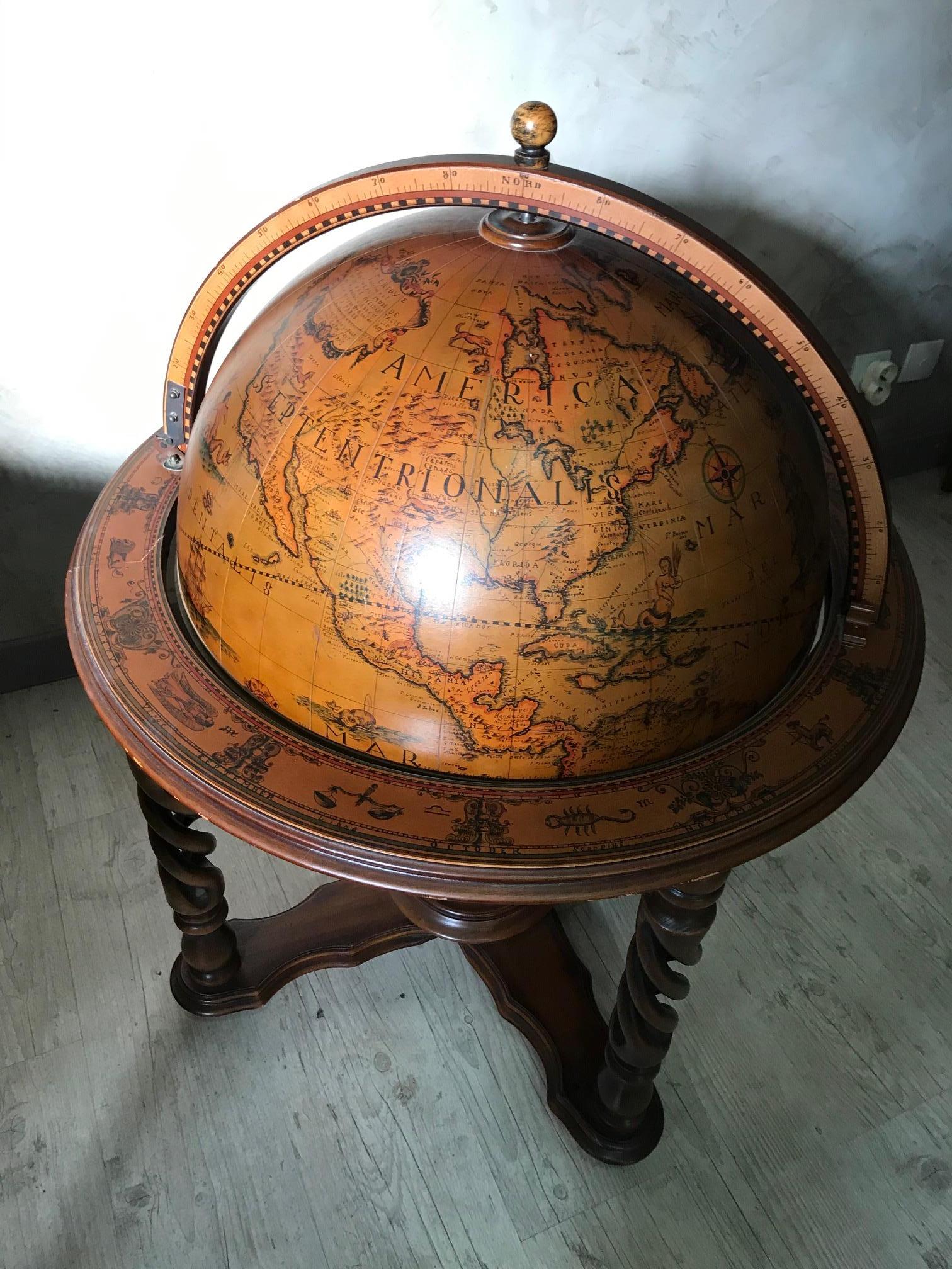 20th Century French Bar World Globe, 1940s 10