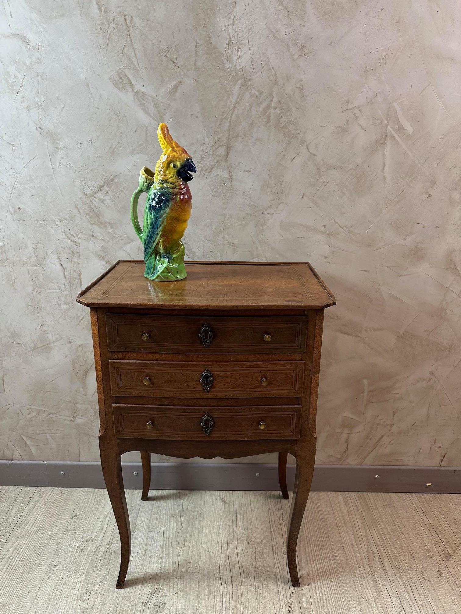 20th century French Barbotine Parrot Absinthe Pitcher Decanter, 1920s 7