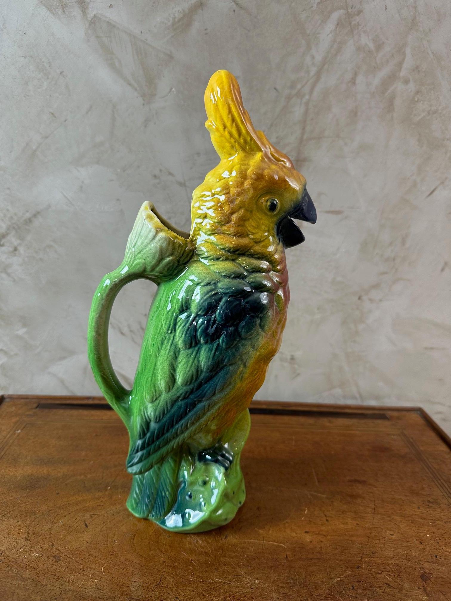 Early 20th Century 20th century French Barbotine Parrot Absinthe Pitcher Decanter, 1920s