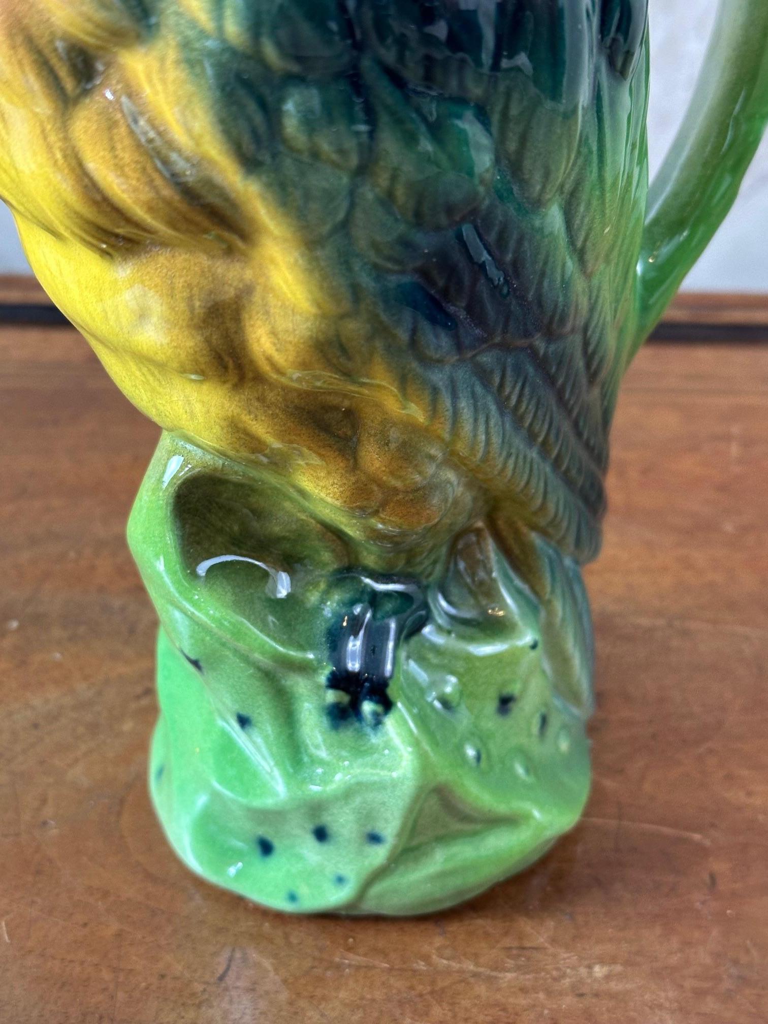 20th century French Barbotine Parrot Absinthe Pitcher Decanter, 1920s 2