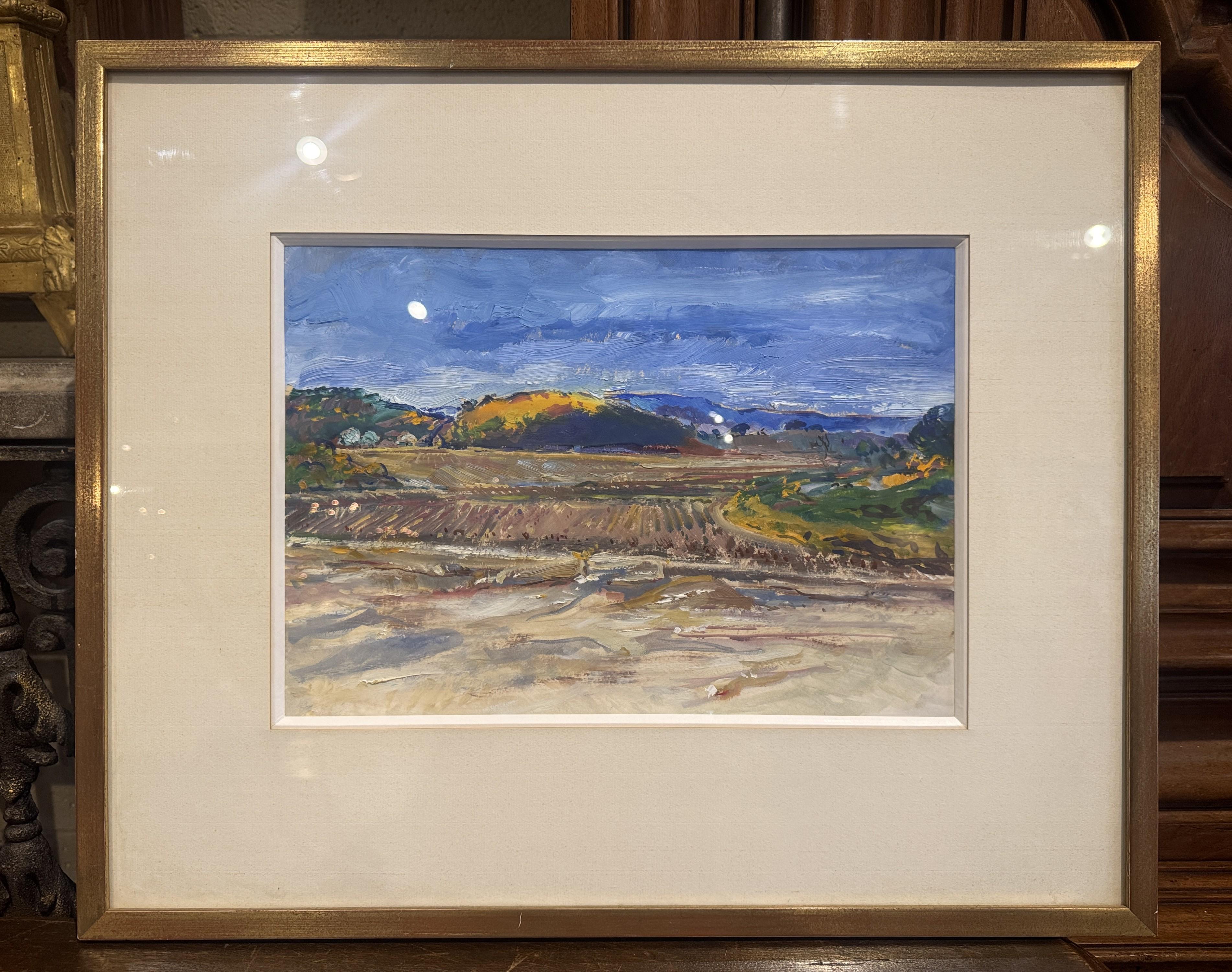20th Century French Beach Painting in Giltwood Frame Signed Andre Barriere For Sale 2