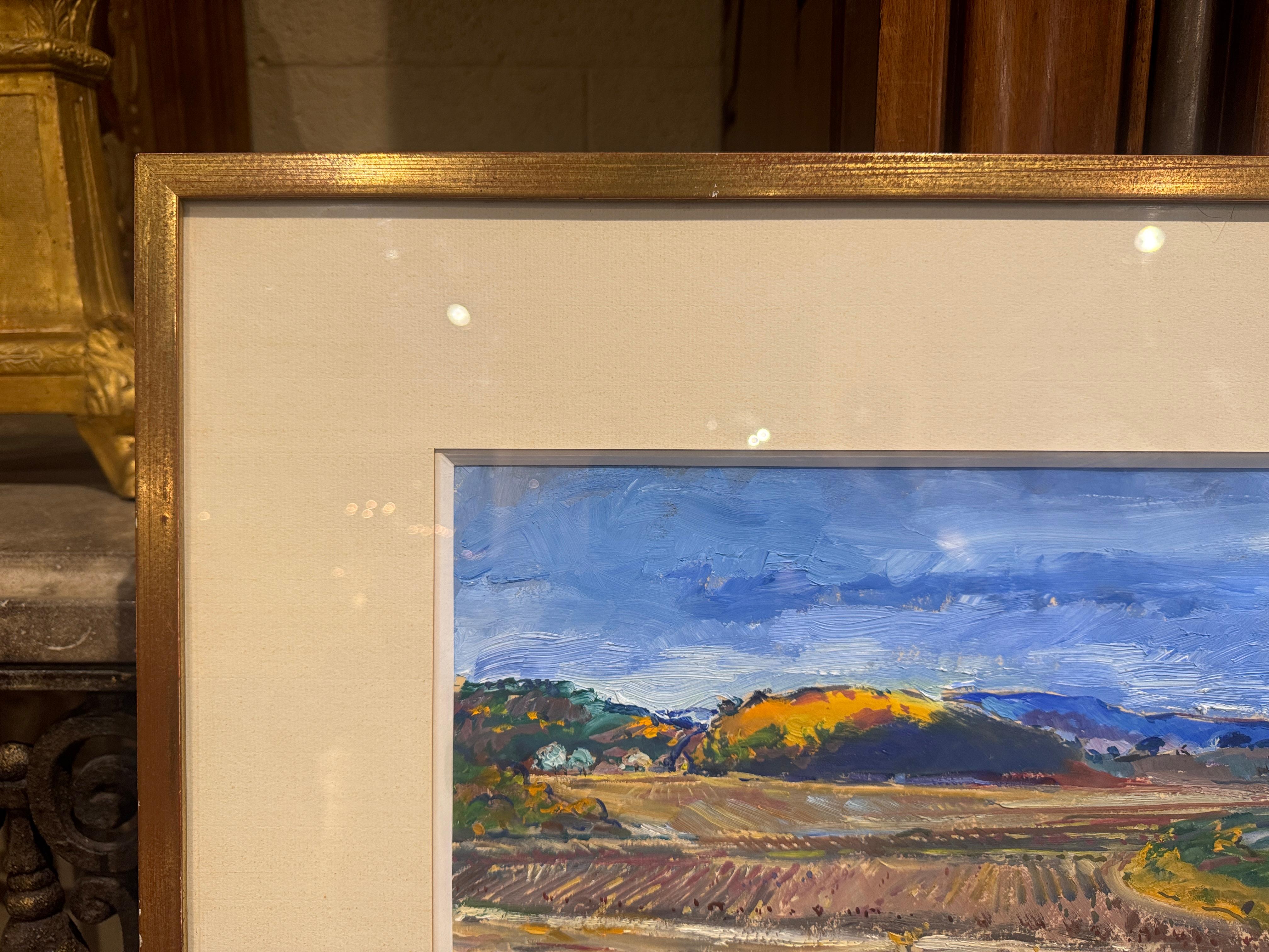 20th Century French Beach Painting in Giltwood Frame Signed Andre Barriere For Sale 3