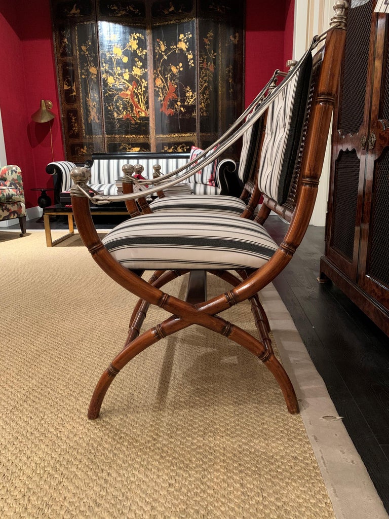 Pair of Faux Bamboo Armchairs on Arched Legs, attributed to Maison Jansen  3