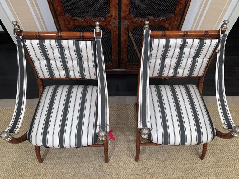 Pair of Faux Bamboo Armchairs on Arched Legs, attributed to Maison Jansen  4