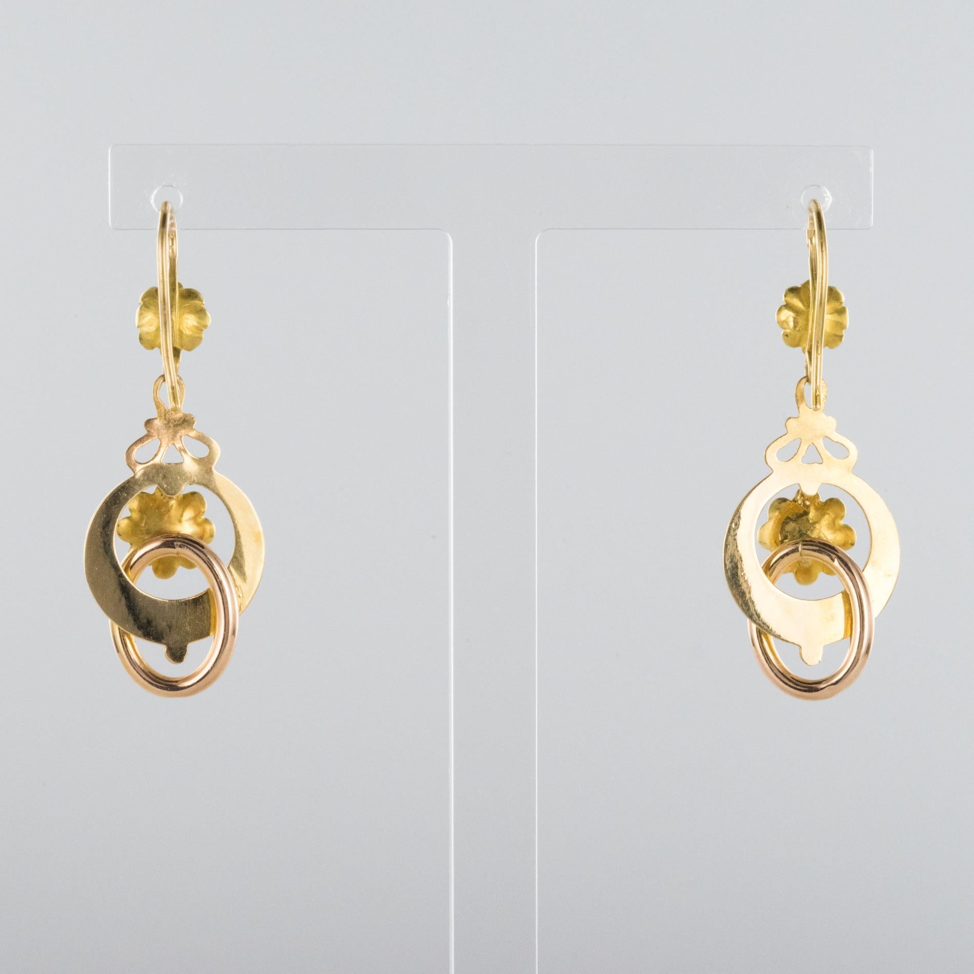 20th Century French Belle Époque Yellow Gold Dangle Earrings 1