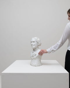 20th Century French Bisque Porcelain Bust of Woman, Antique Serveware