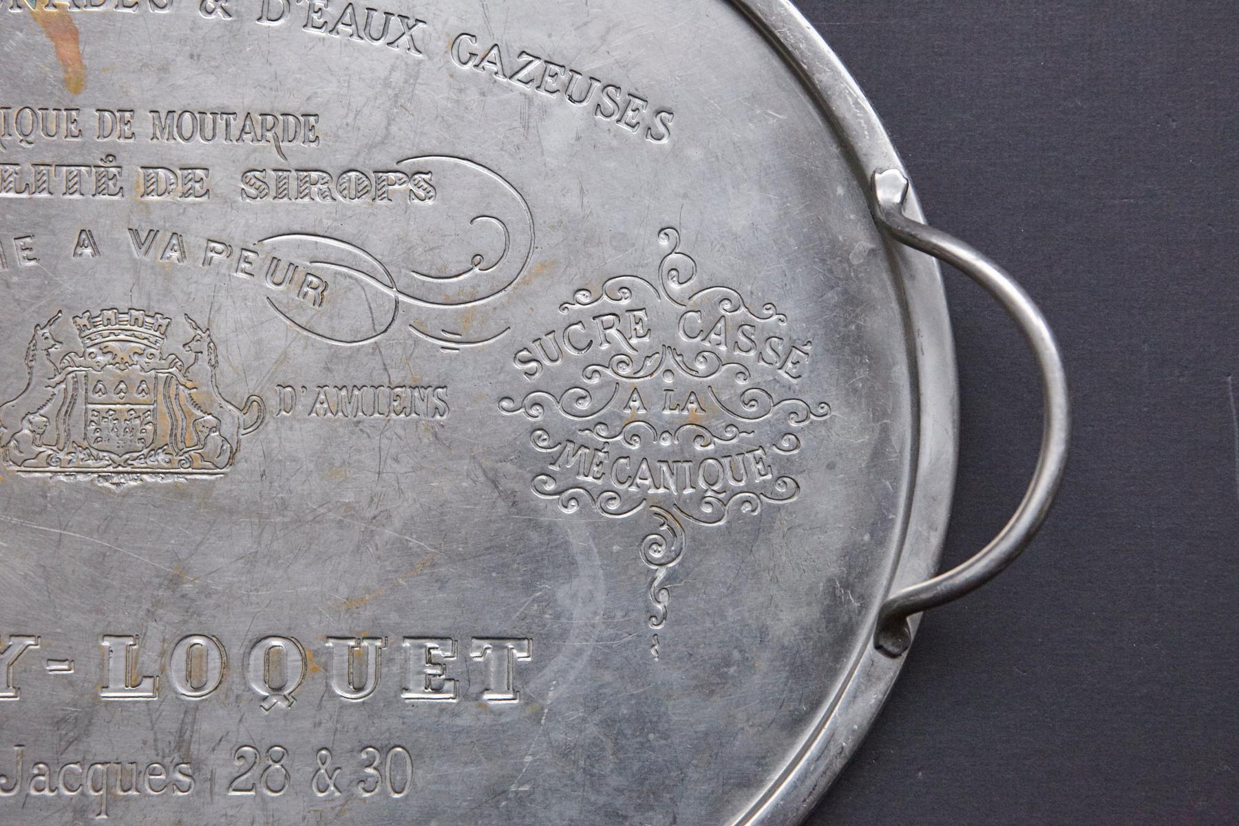 20th Century French Bistro Tray with Engraved with Local Advertising 2