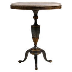 20th Century French Black Neoclassical Guéridon with Marble Top