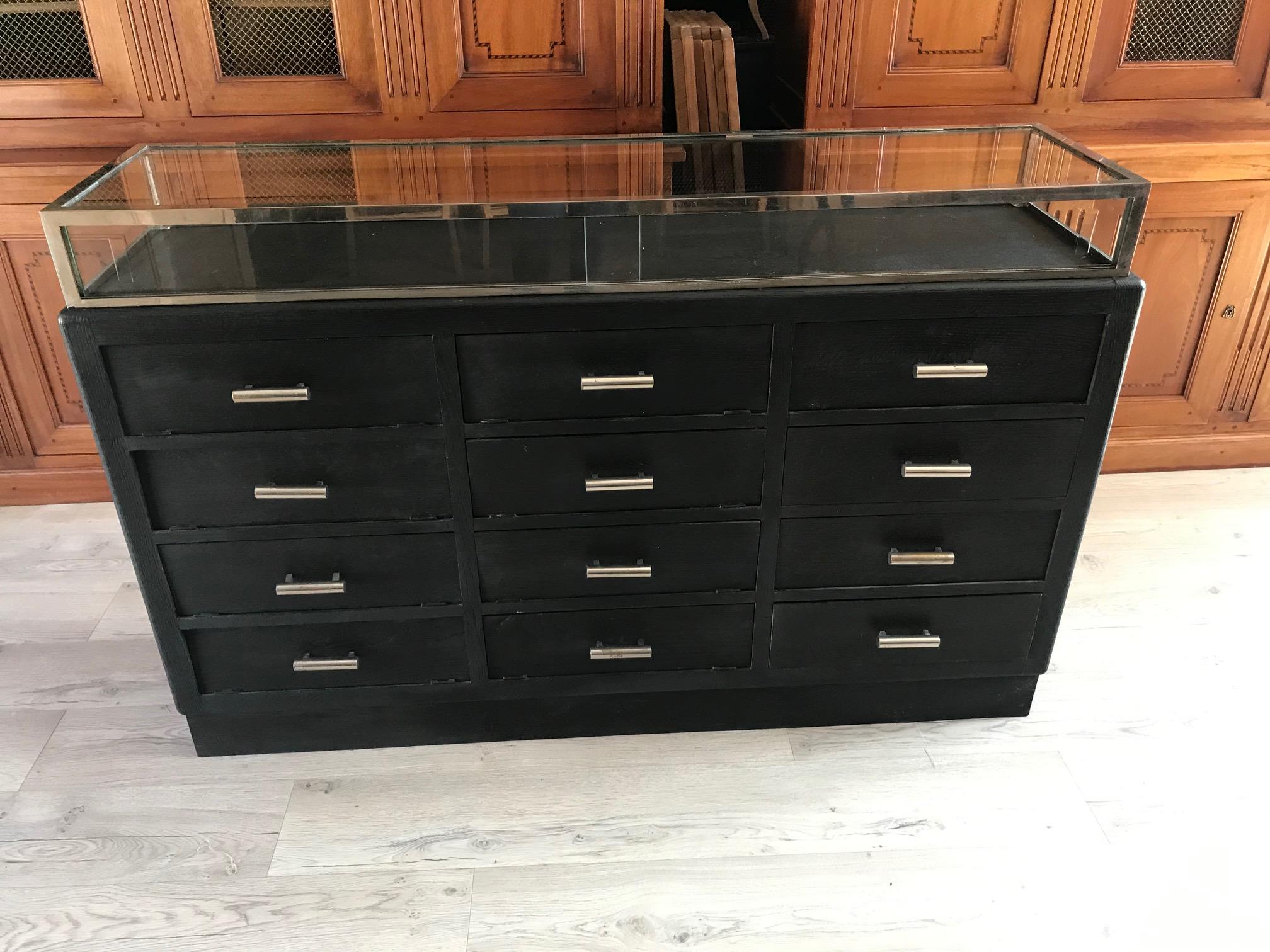 Metal 20th Century French Black Painted Chest of Drawer, 1900s