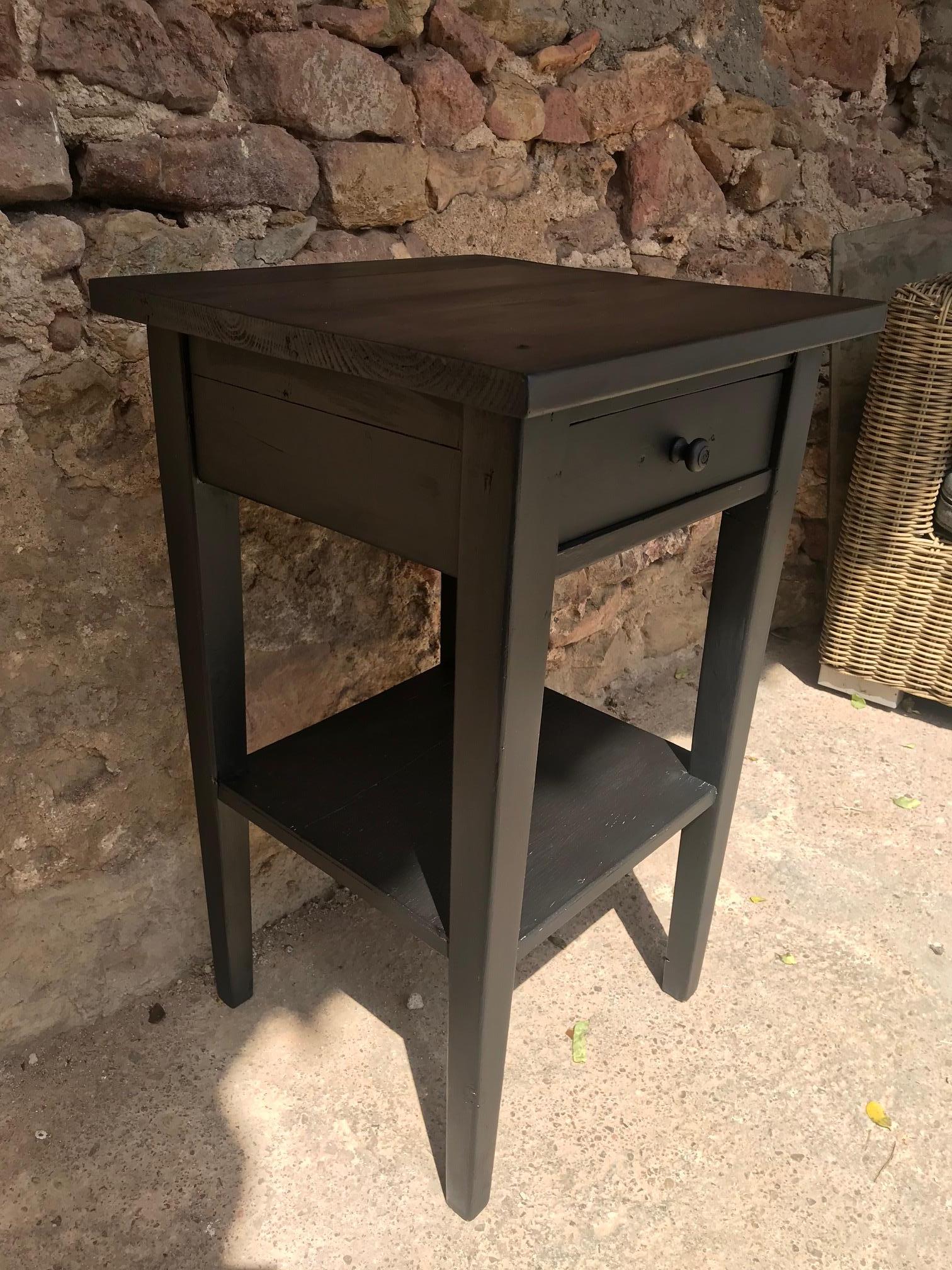 20th Century French Black Painted Fir Side Table, 1920s 1
