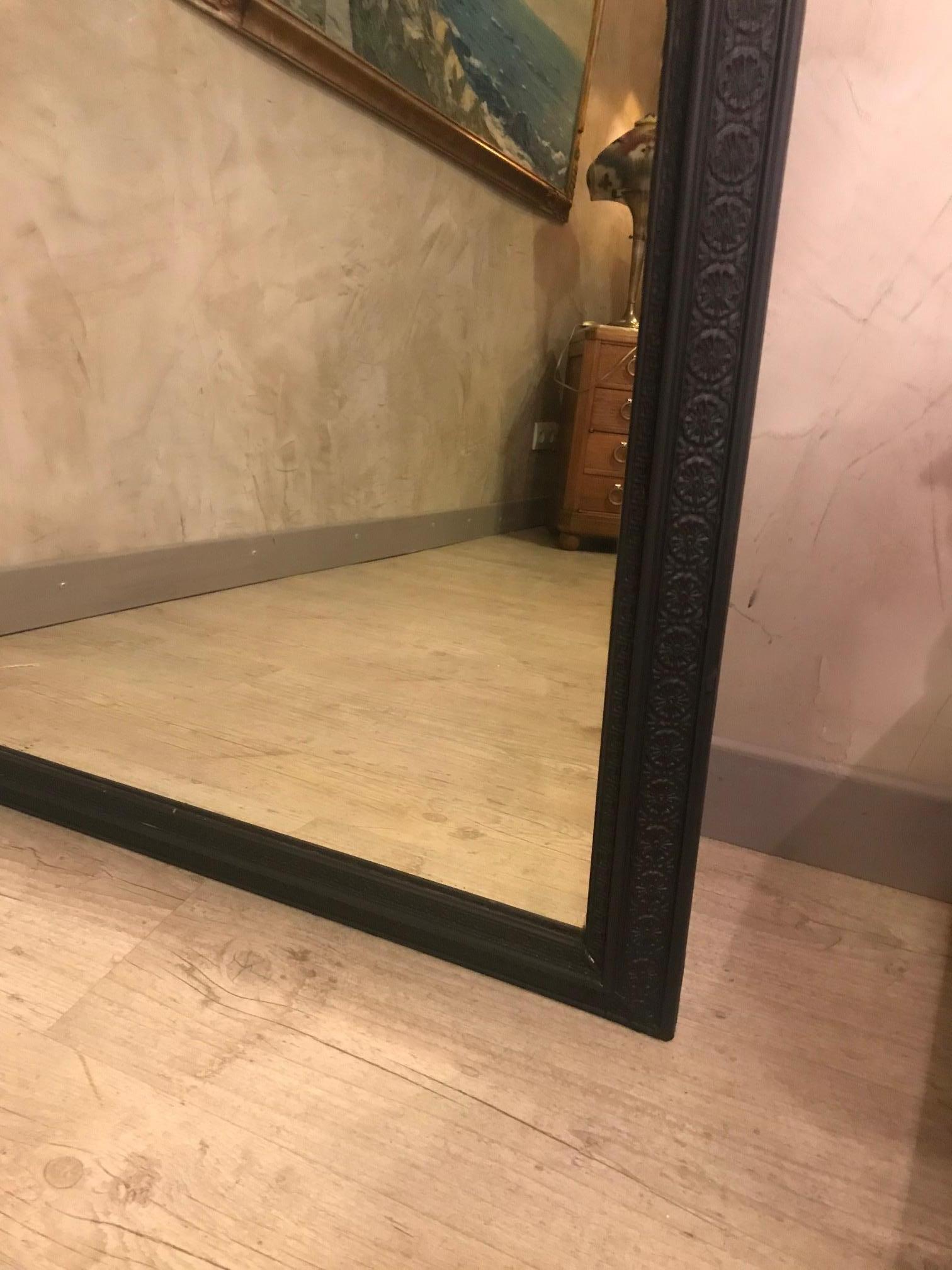 Wood 20th Century French Black Painted Mirror, 1900s