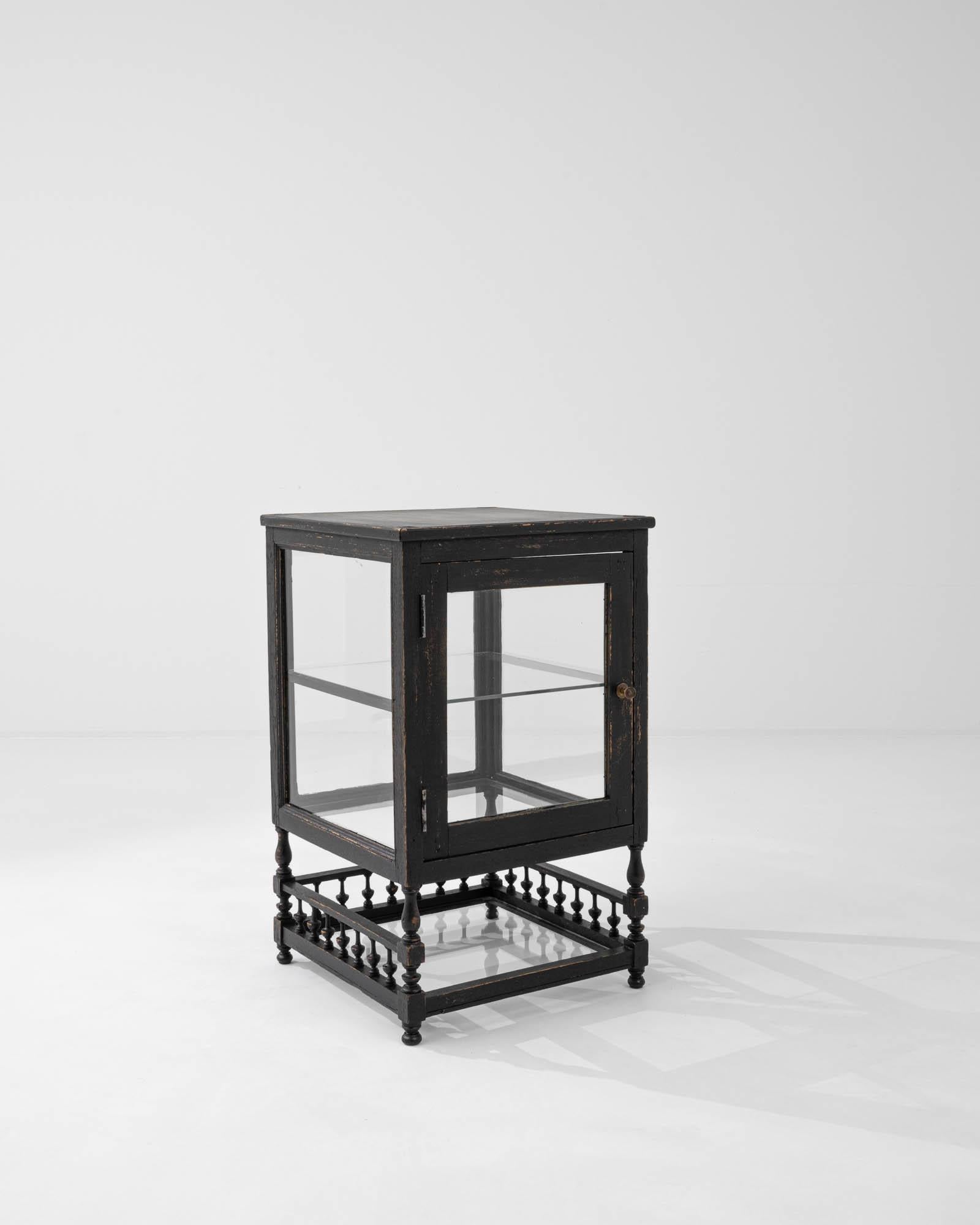 Glass 20th Century French Black Patinated Vitrine  For Sale