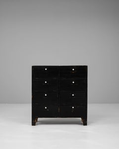 20th Century French Black Patinated Wooden Chest Of Drawers