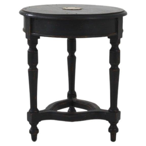 20th Century French Black Patinated Wooden Side Table