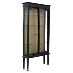 Vintage 20th Century French Black Patinated Wooden Vitrine 