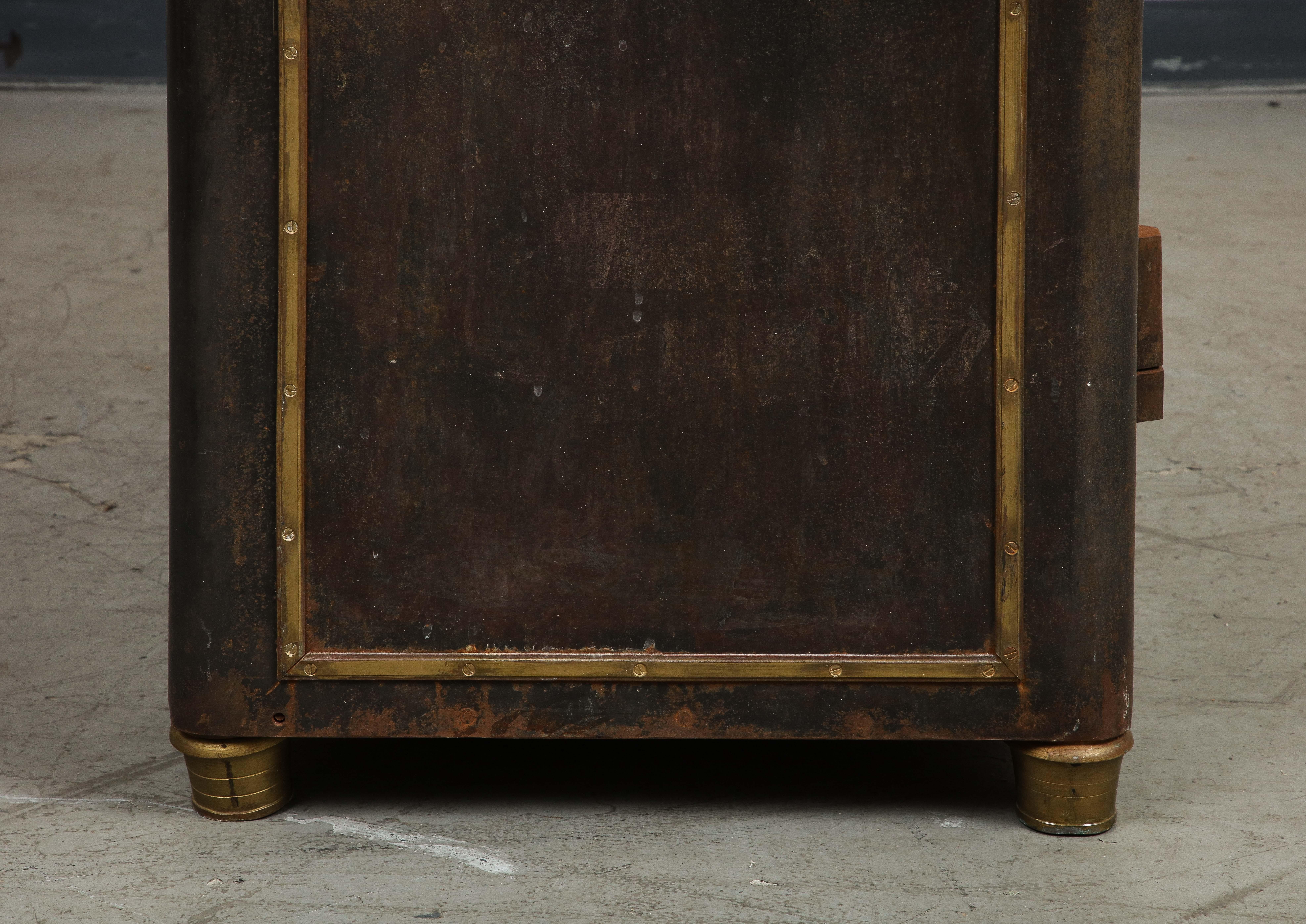 20th Century French Blackened Metal Cabinet with Brass Accents 5
