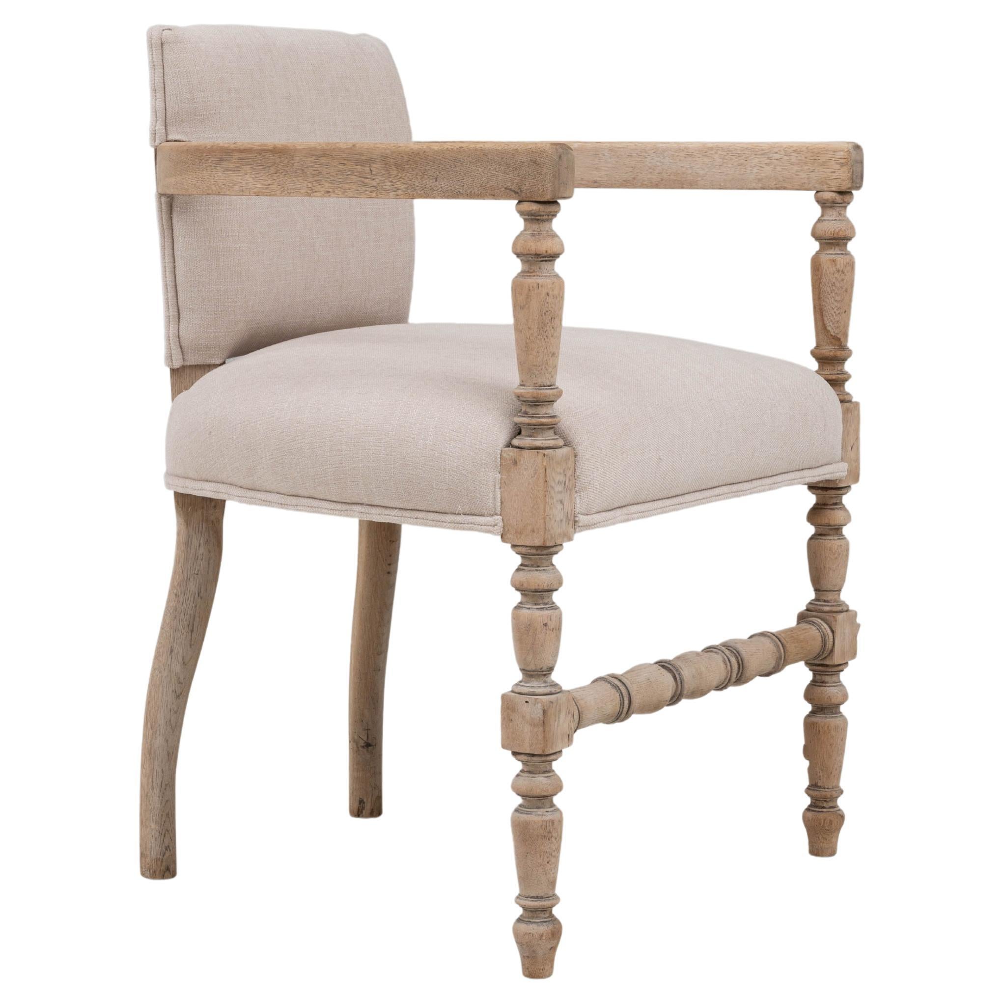 20th Century French Bleached Oak Armchair For Sale