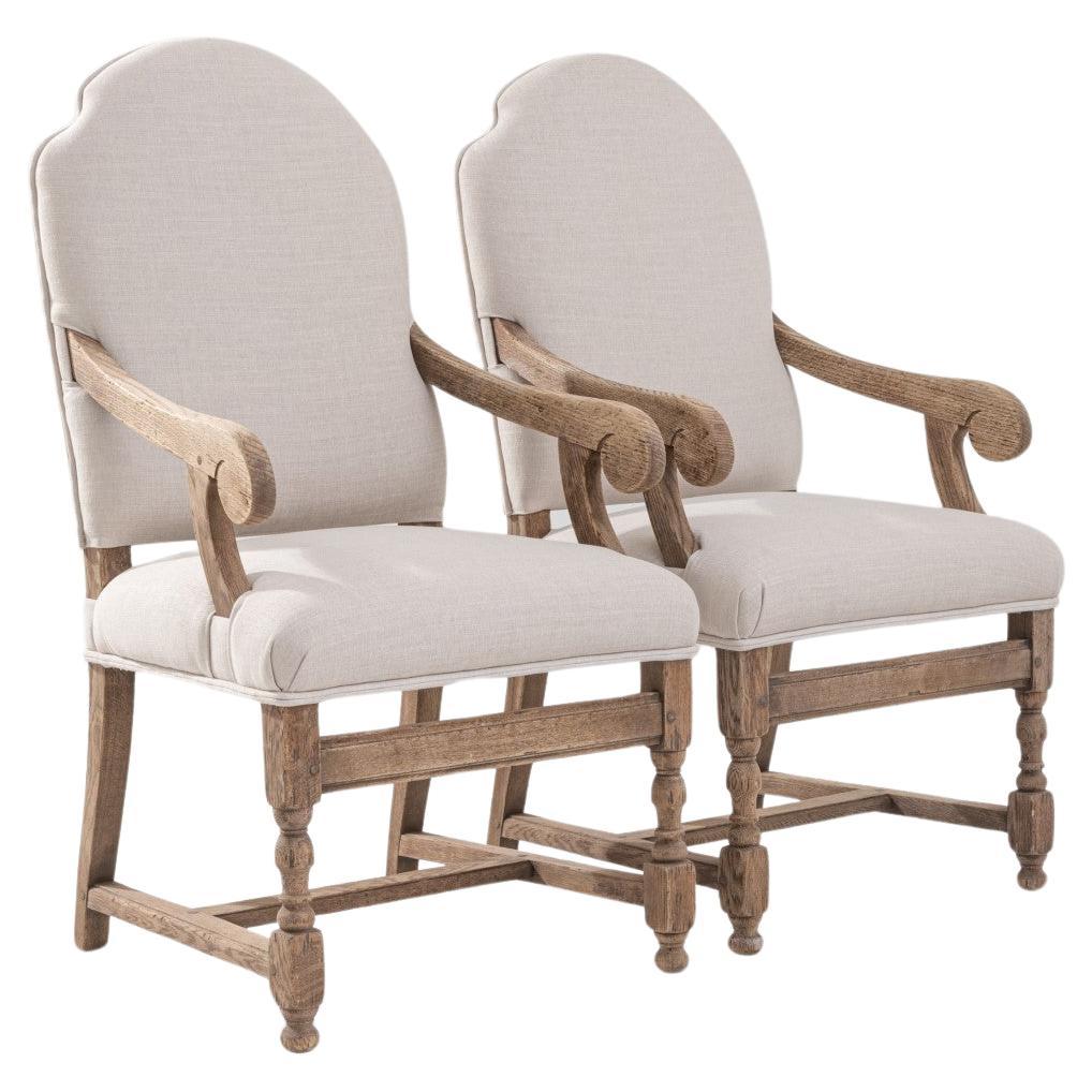 20th Century French Bleached Oak Armchairs For Sale