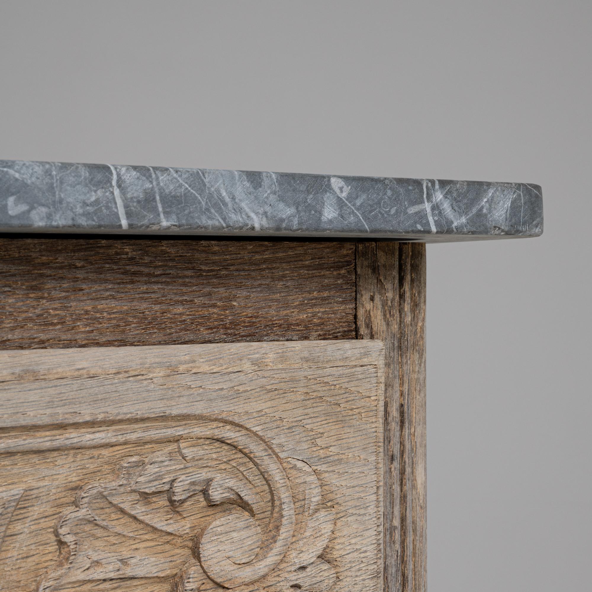 20th Century French Bleached Oak Chest Of Drawers With Marble Top 6