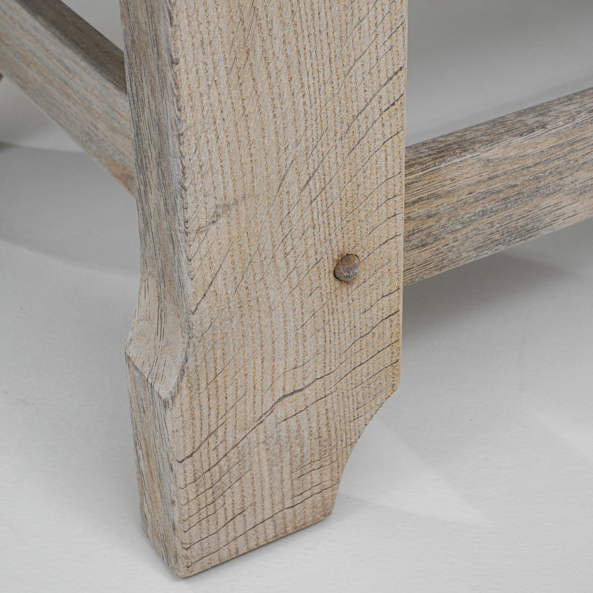 20ème siècle  Table basse française en Oak Oak blanchi avec plateau en pierre d'ardoise en vente 2