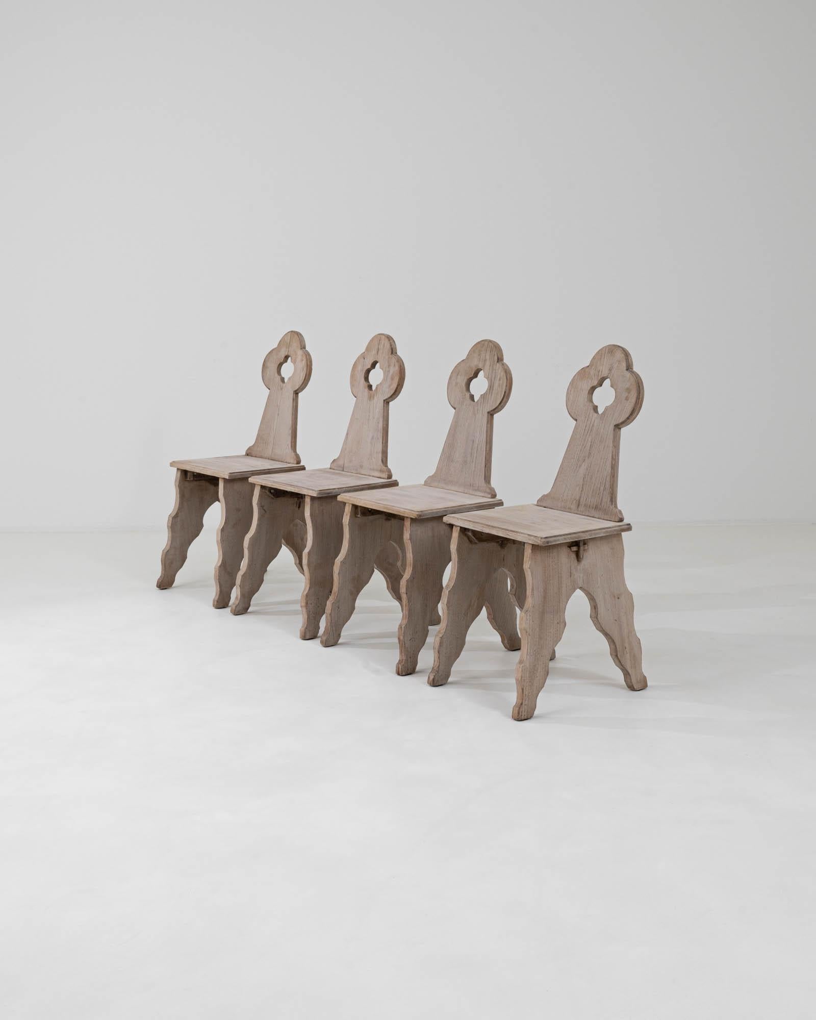 20th Century French Bleached Oak Dining Chairs, Set of 4 5