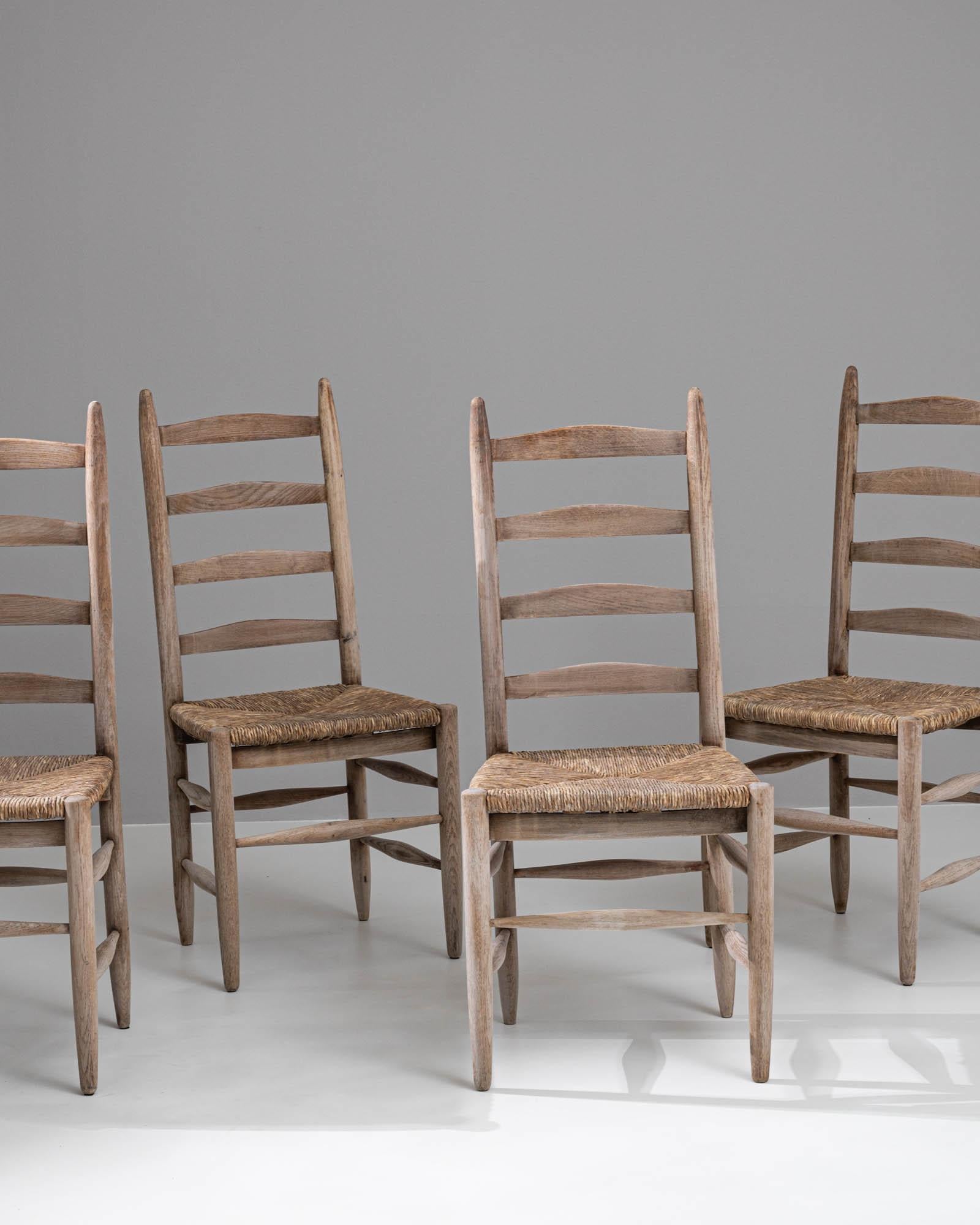 20th Century French Bleached Oak Dining Chairs, Set of 4 For Sale 7