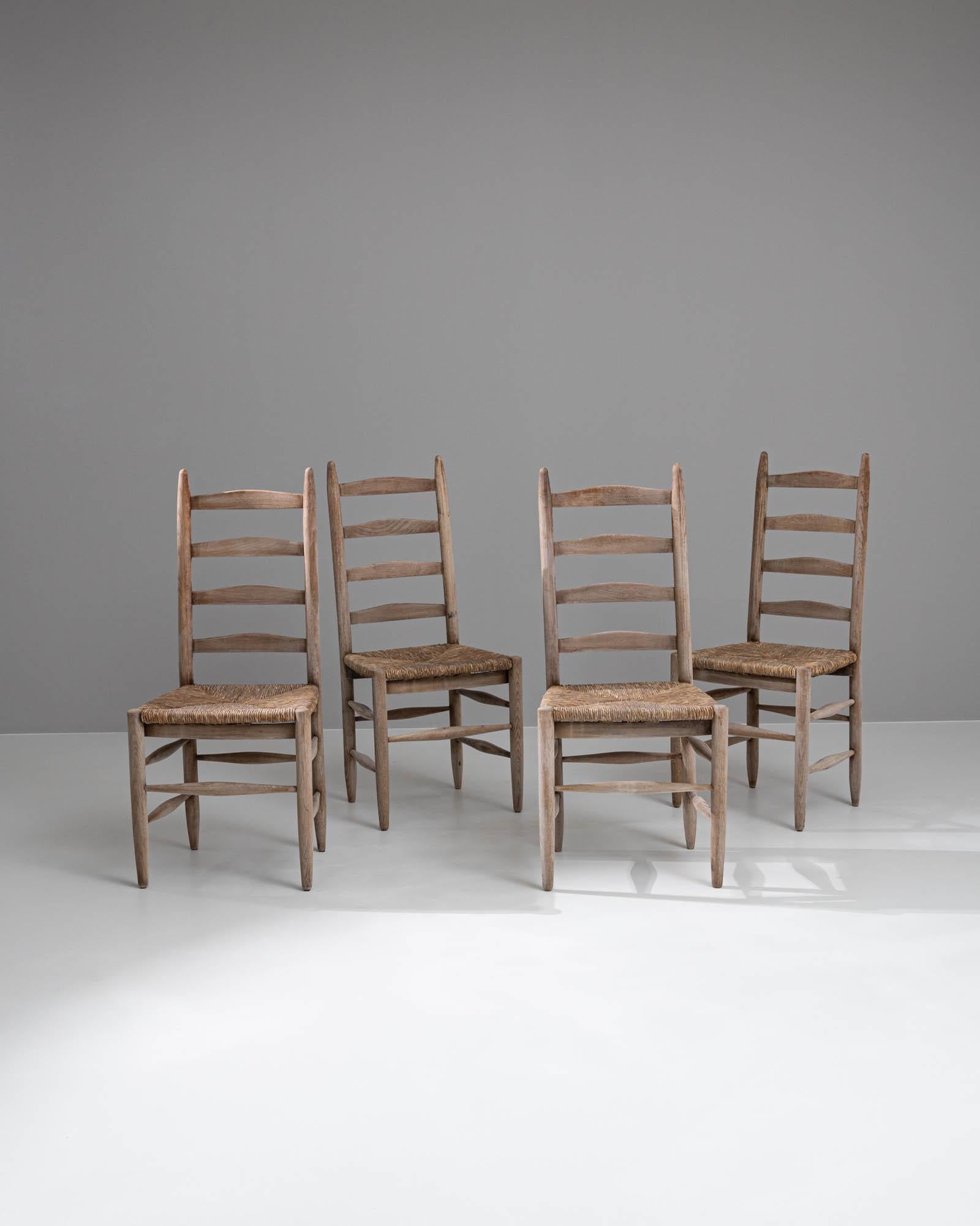 20th Century French Bleached Oak Dining Chairs, Set of 4 For Sale 10